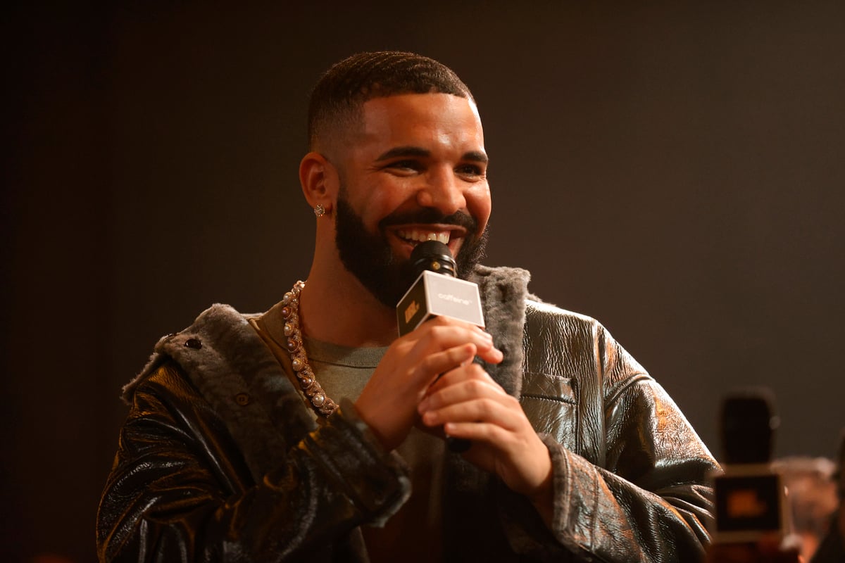 Drake speaks on stage at Drake's Till Death Do Us Part event in Long Beach, CA.