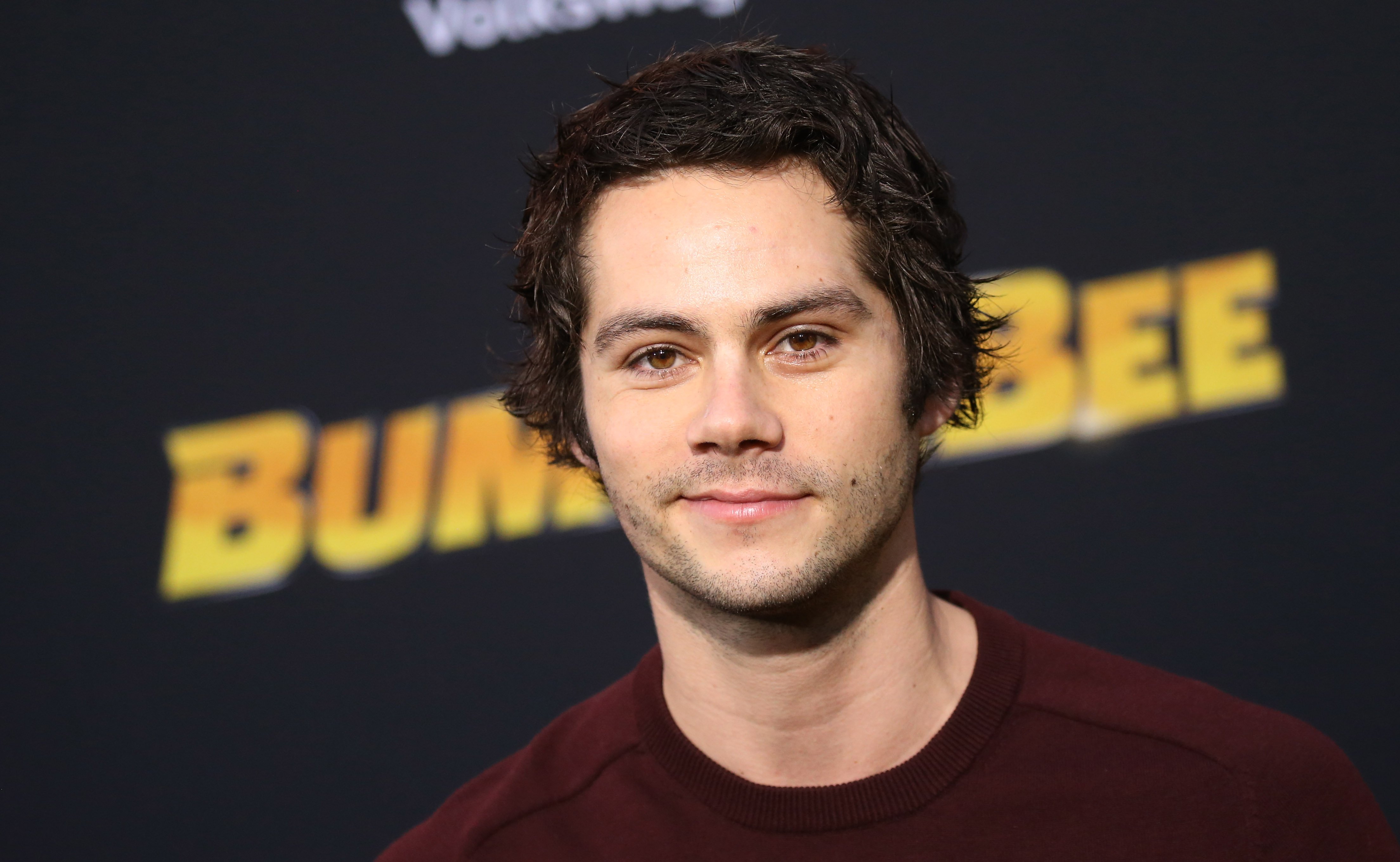 Dylan O'Brien, who is rumored to play Dick Grayson in 'Batgirl,' wears a maroon sweater.