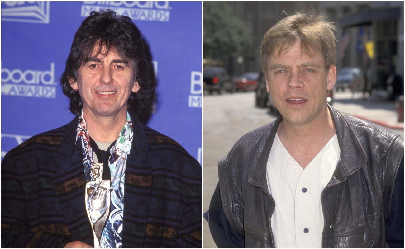 George Harrison at the 1992 Billboard Music Awards and Mark Hamill at the premiere of 'The Amazing Panda Adventure' in 1995.