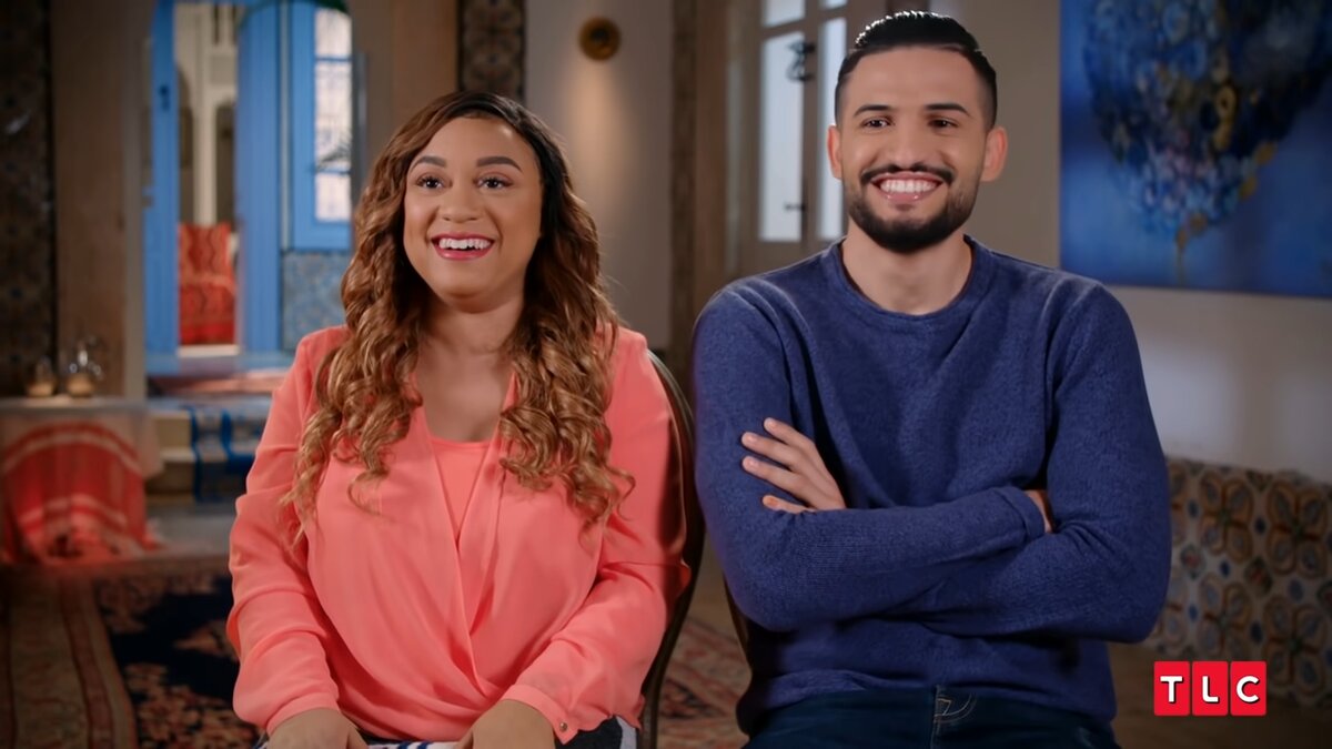 Hamza smiling and wearing a pink shirt next to Hamza wearing a blue long-sleeve shirt on '90 Day Fiancé: Before the 90 Days' Season 5 on TLC.
