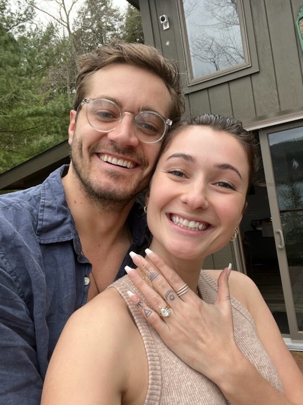 Will Higginson and Anastasia Surmava smile and show her ring 