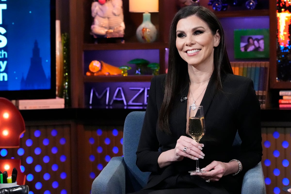 Heather Dubrow smiles on the set of "Watch What Happens Live."