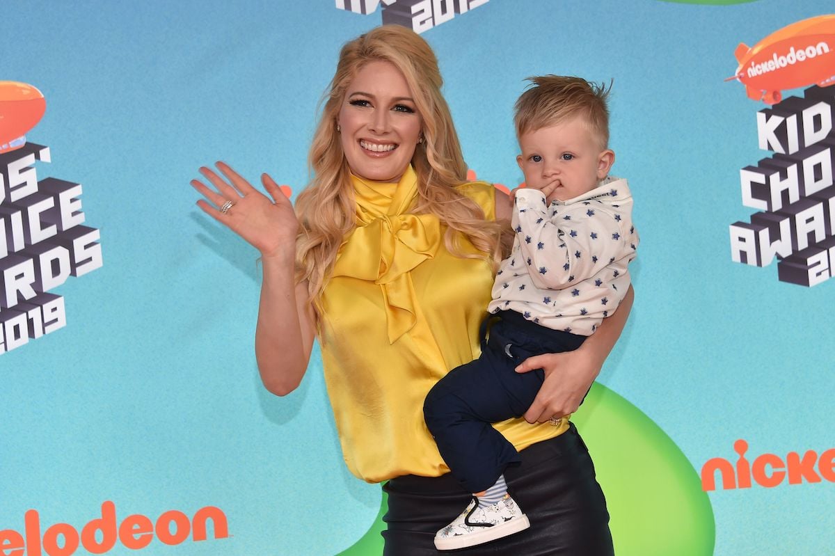 'The Hills' star Heidi Montag holds her son Gunner on the red carpet of the 2019 Nickelodeon Kids' Choice Awards