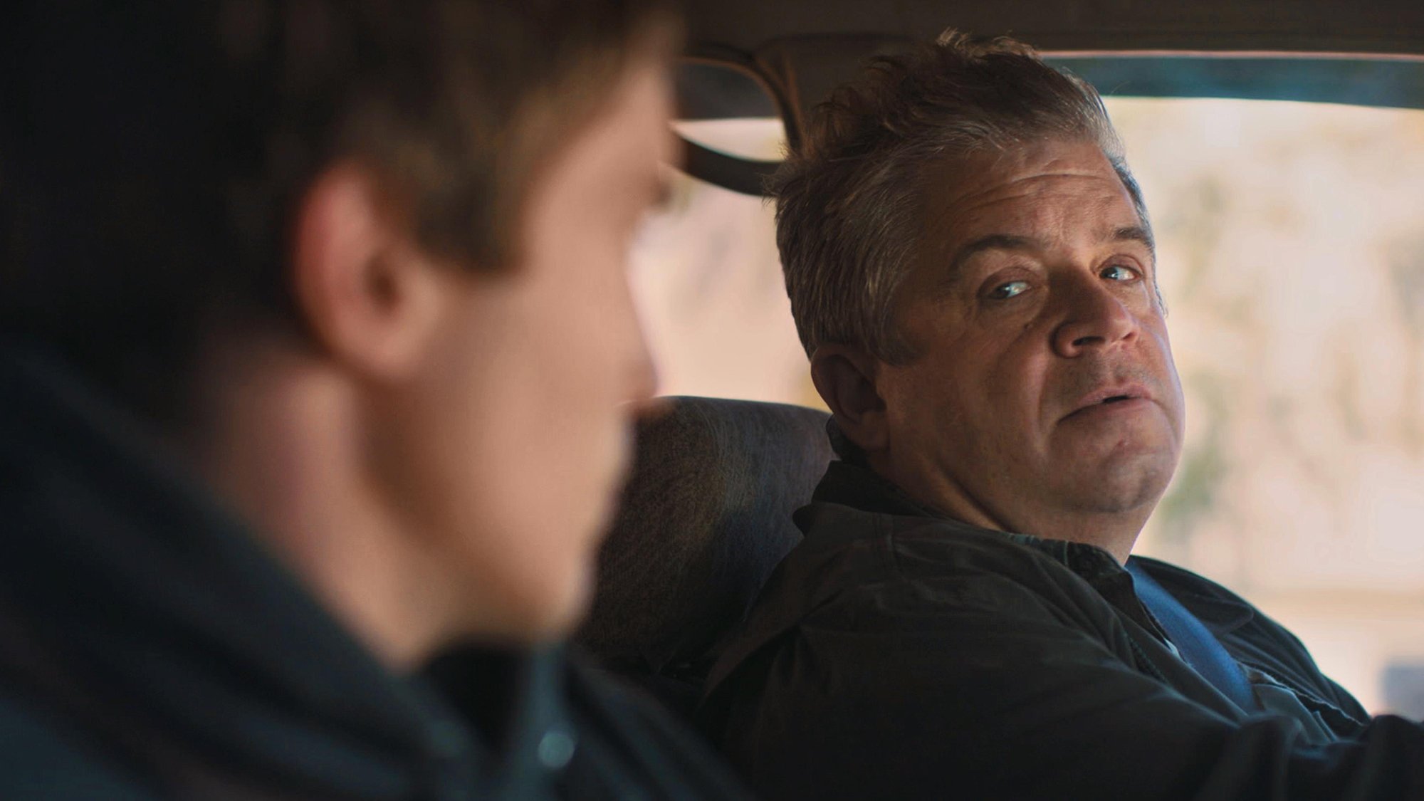 'I Love My Dad' Patton Oswalt as Chuck and James Morosini as Franklin sitting in the car