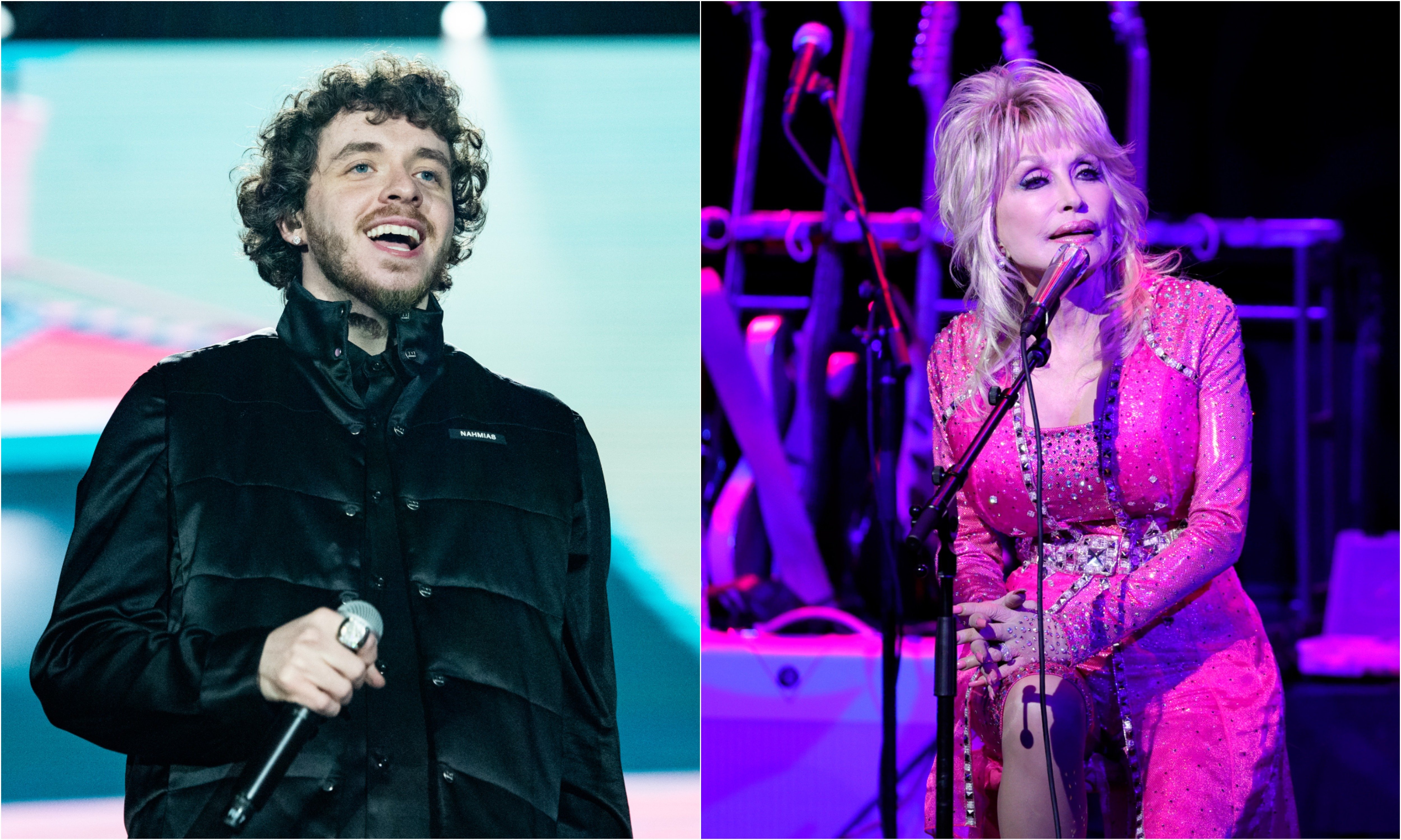 A joined photo of Jack Harlow and Dolly Parton