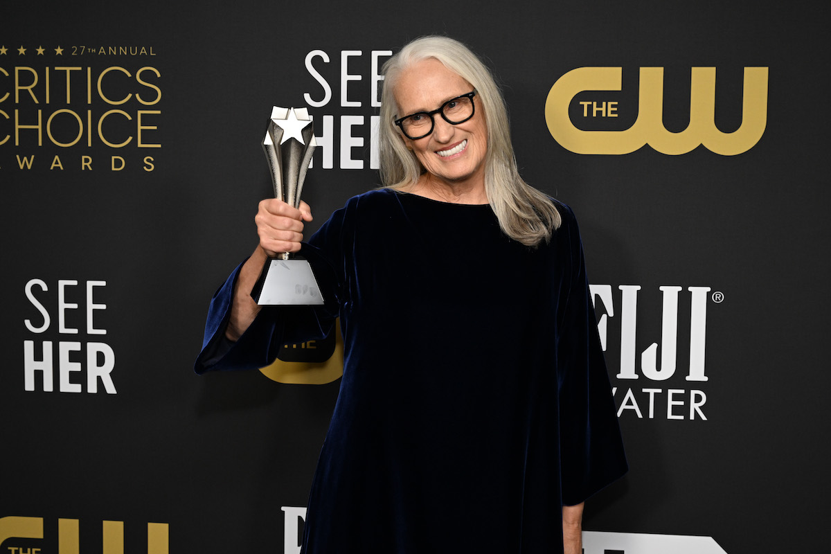 Jane Campion, 'The Power of the Dog' director, holds her Critics Choice Award after winning Best Director