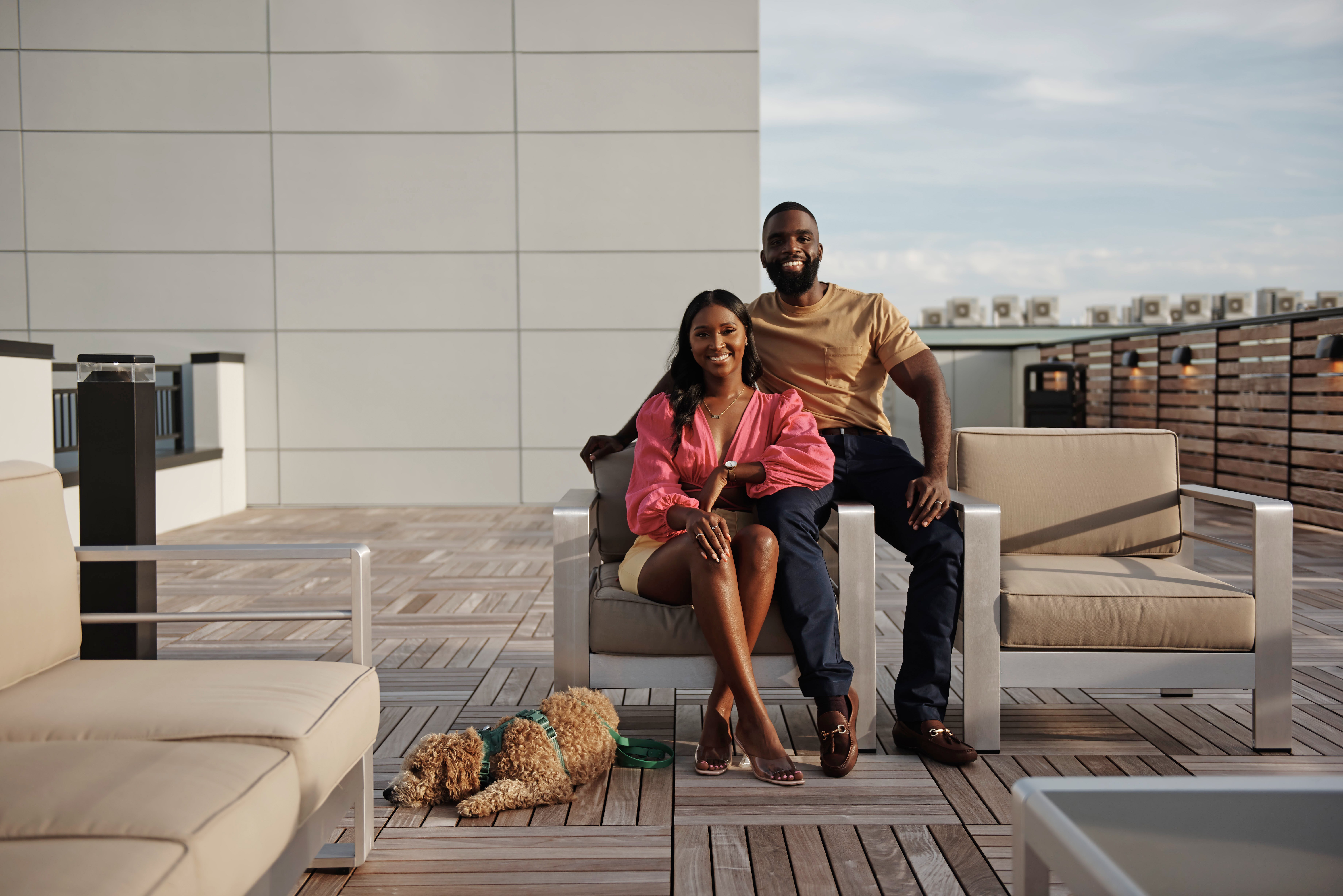 Jasmina and Michael from 'Married at First Sight' Season 14 sitting on rooftop deck