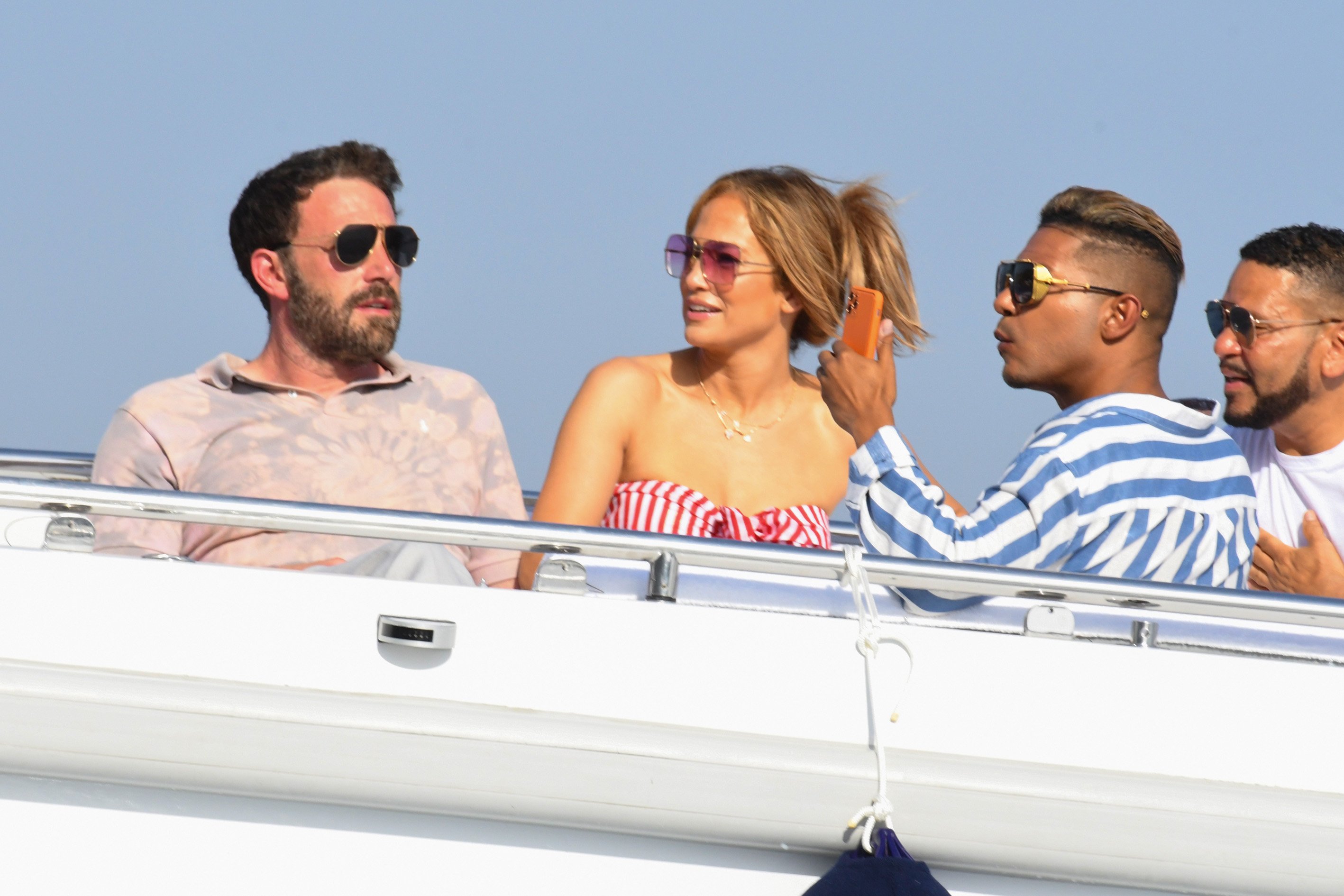 Ben Affleck and Jennifer Lopez relax in their boat.