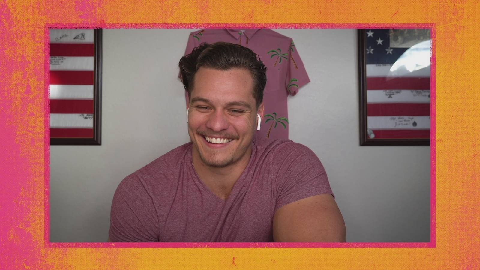 'Floribama Shore' star Jeremiah Buoni smiles in a video call while filming for the MTV series
