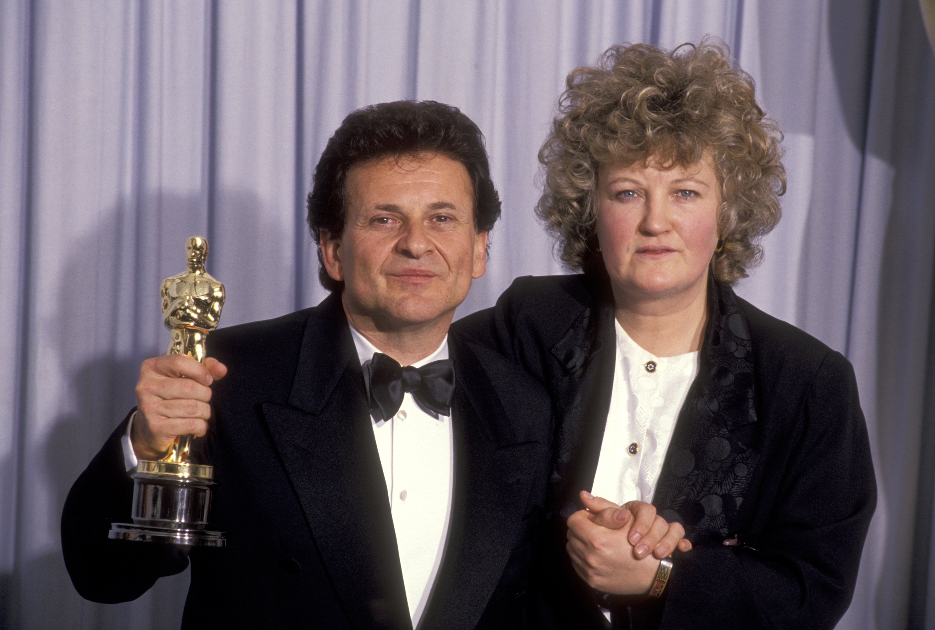 Joe Pesci and Branda Fricker are photographed following Joe Pesci's Academy Awards Win in 1991