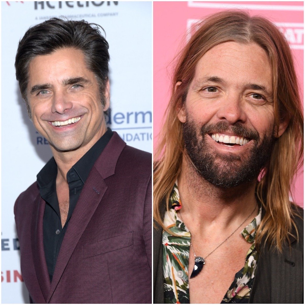 A photo of John Stamos next to photo of Taylor Hawkins.