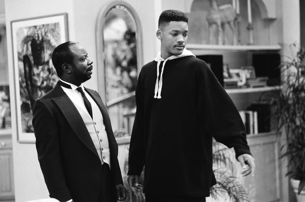 Joseph Marcell and Will Smith filming 'The Fresh Prince of Bel-Air'