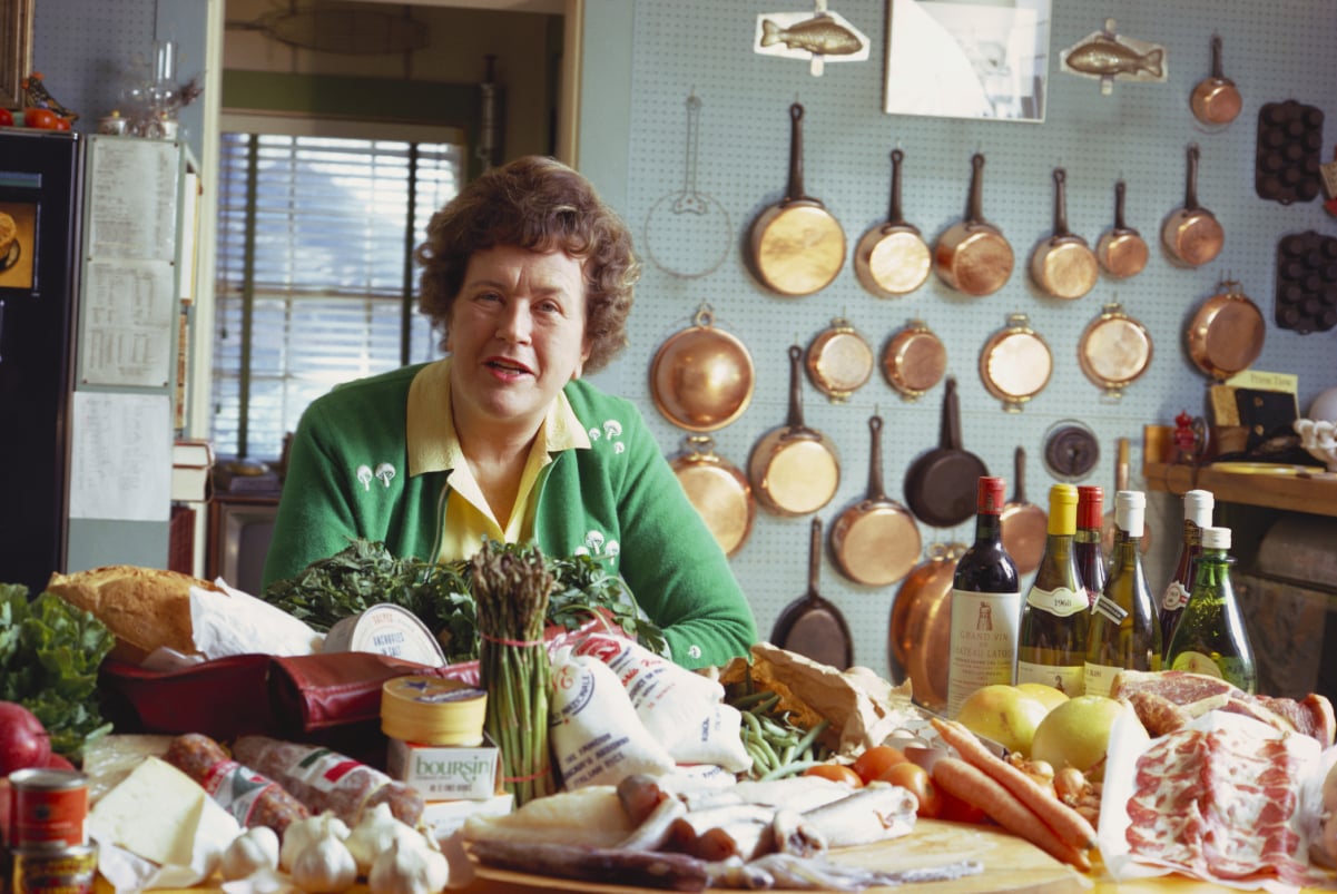 Television culinary pioneer Julia Child in her kitchen in 1972.