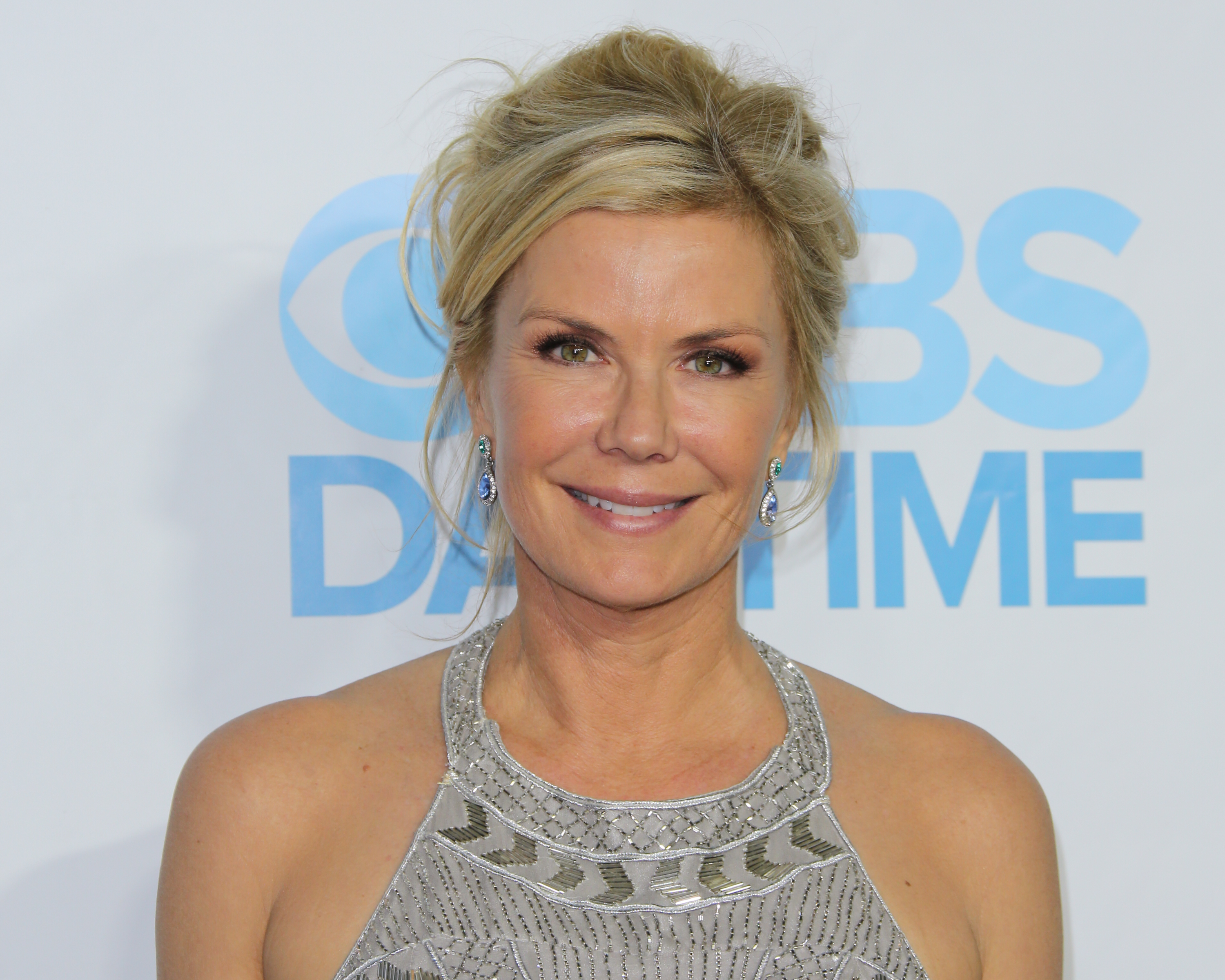 'The Bold and the Beautiful' actor Katherine Kelly Lang wearing a silver sparkly dress during a red carpet appearance.