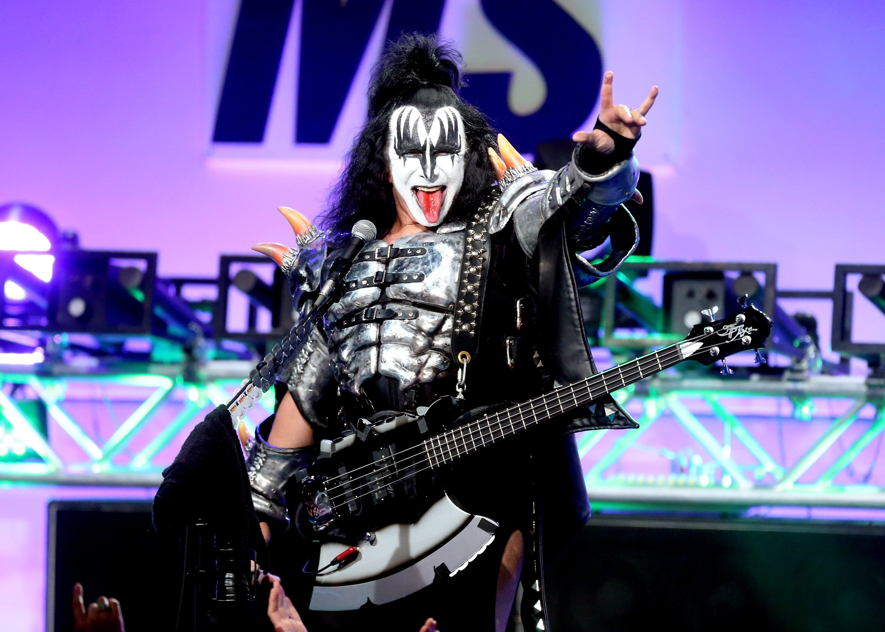 Gene Simmons of Kiss with a guitar