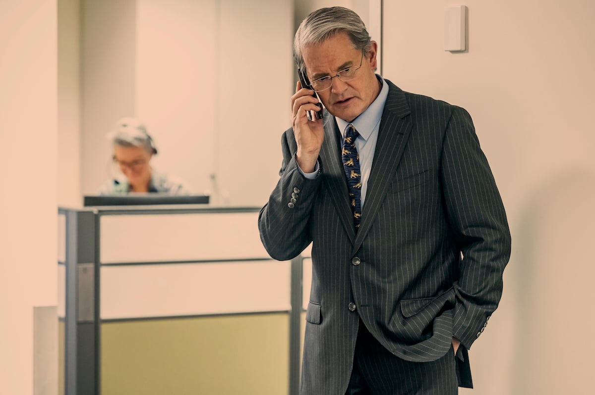 Kyle MacLachlan as Howard Baskin talking on a cell phone in 'Joe vs. Carole'