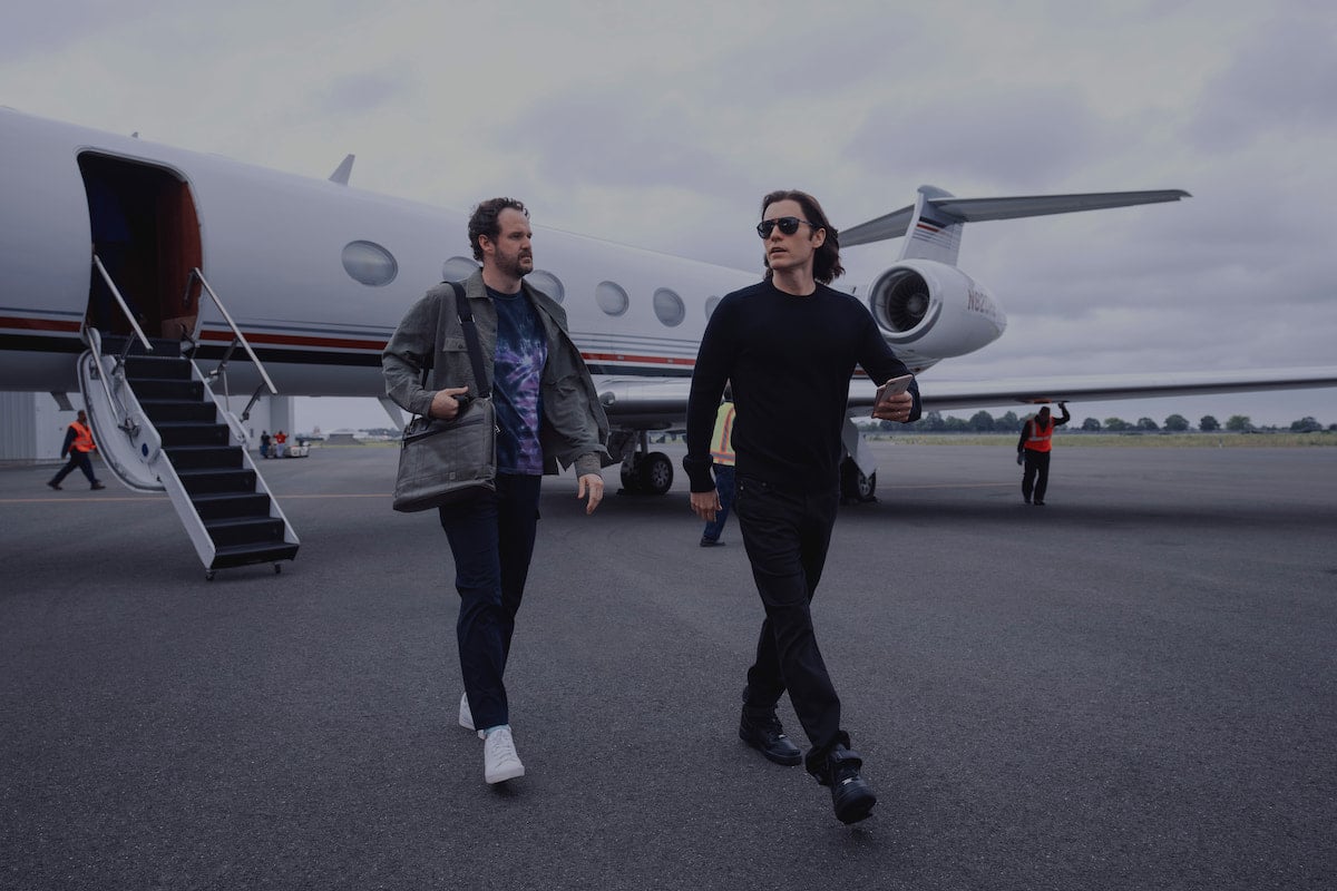 Kyle Marvin and Jared Leto walk off a private jet in 'WeCrashed' Season 1 Episode 5: 'Hustle Harder'