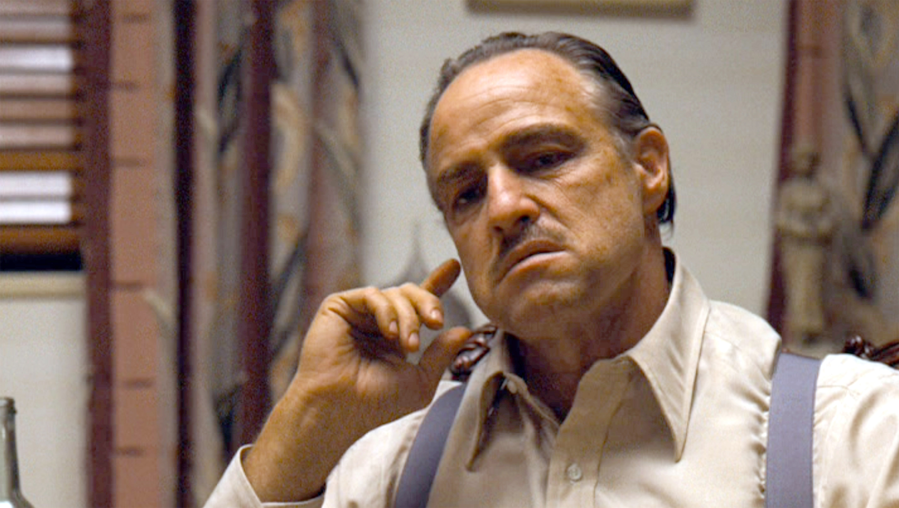 Marlon Brando plays Vito Corleone in The Godfather.