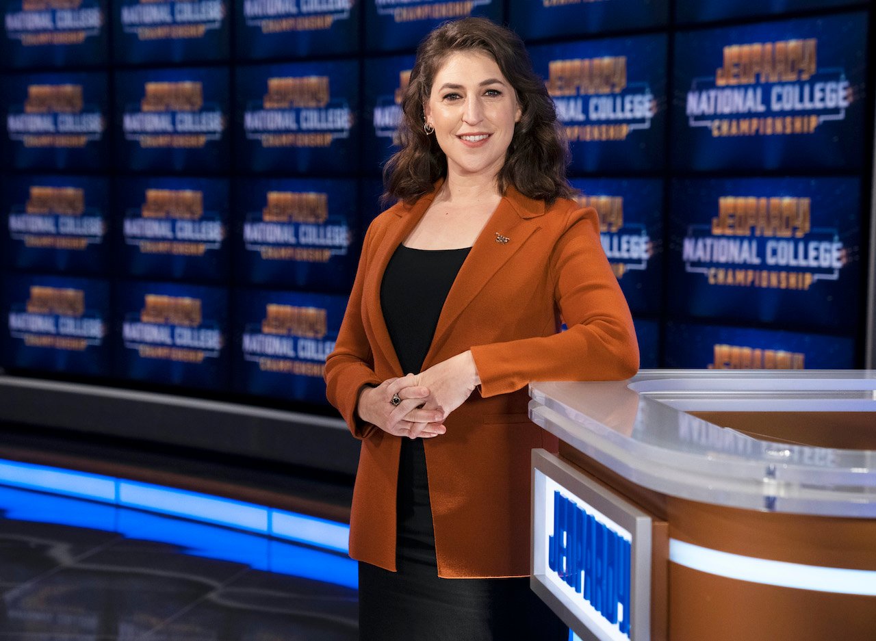 Mayim Bialik on the set of 'Jeopardy!' 