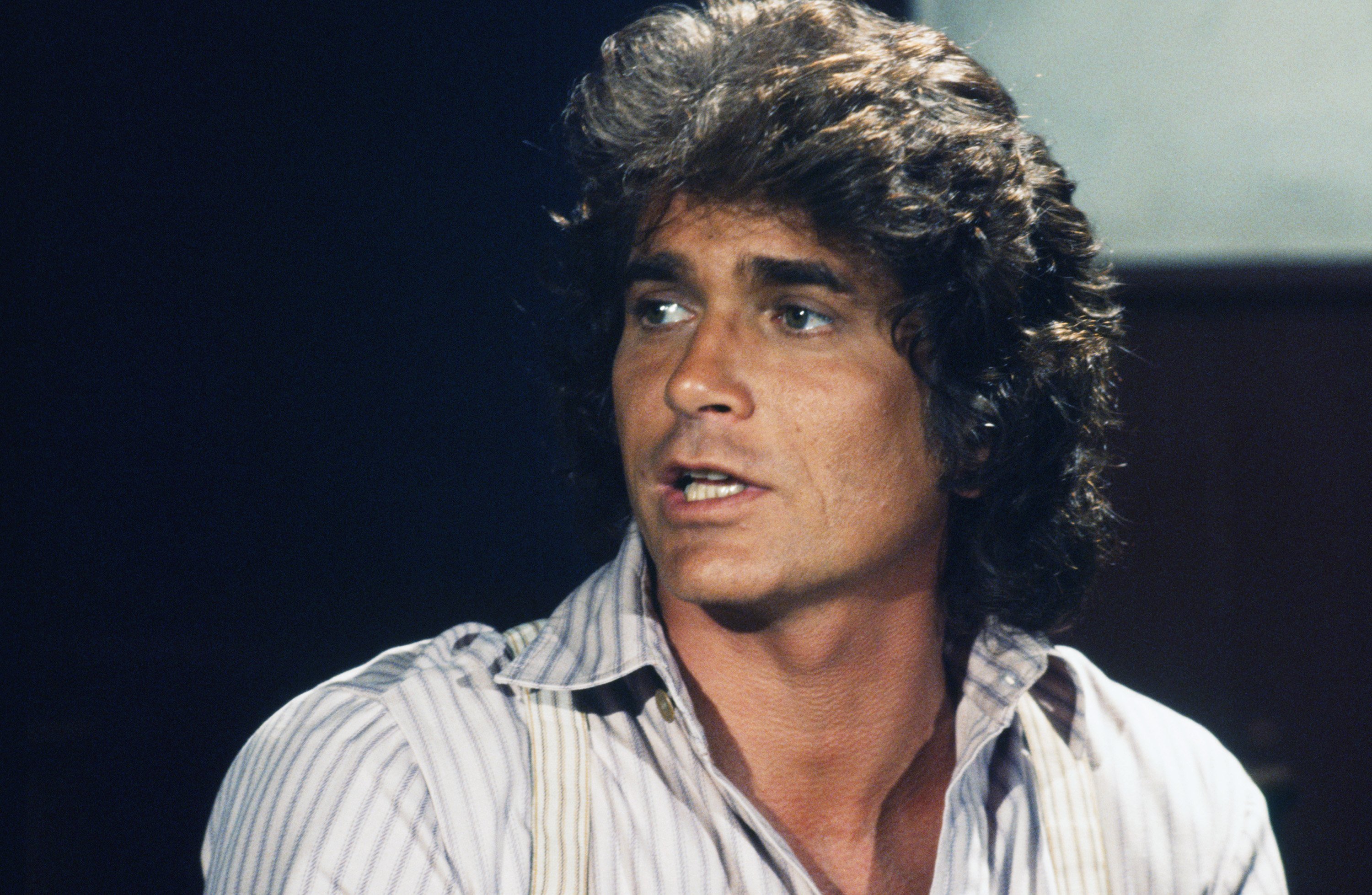 Michael Landon talks during a scene from Little House on the Prairie.