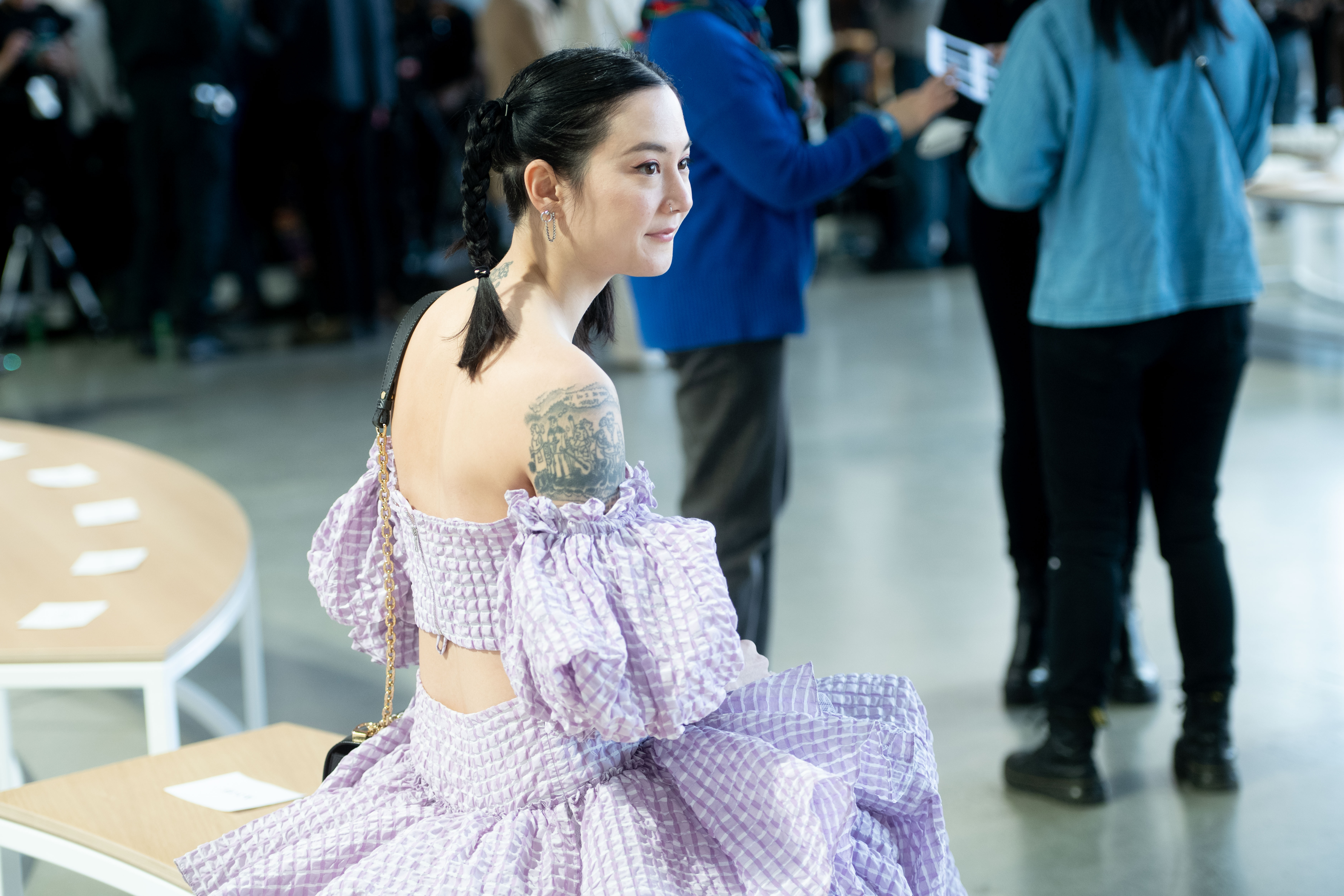 Michelle Zauner at Claudia Li's runway show at Spring Studios during New York Fashion Week