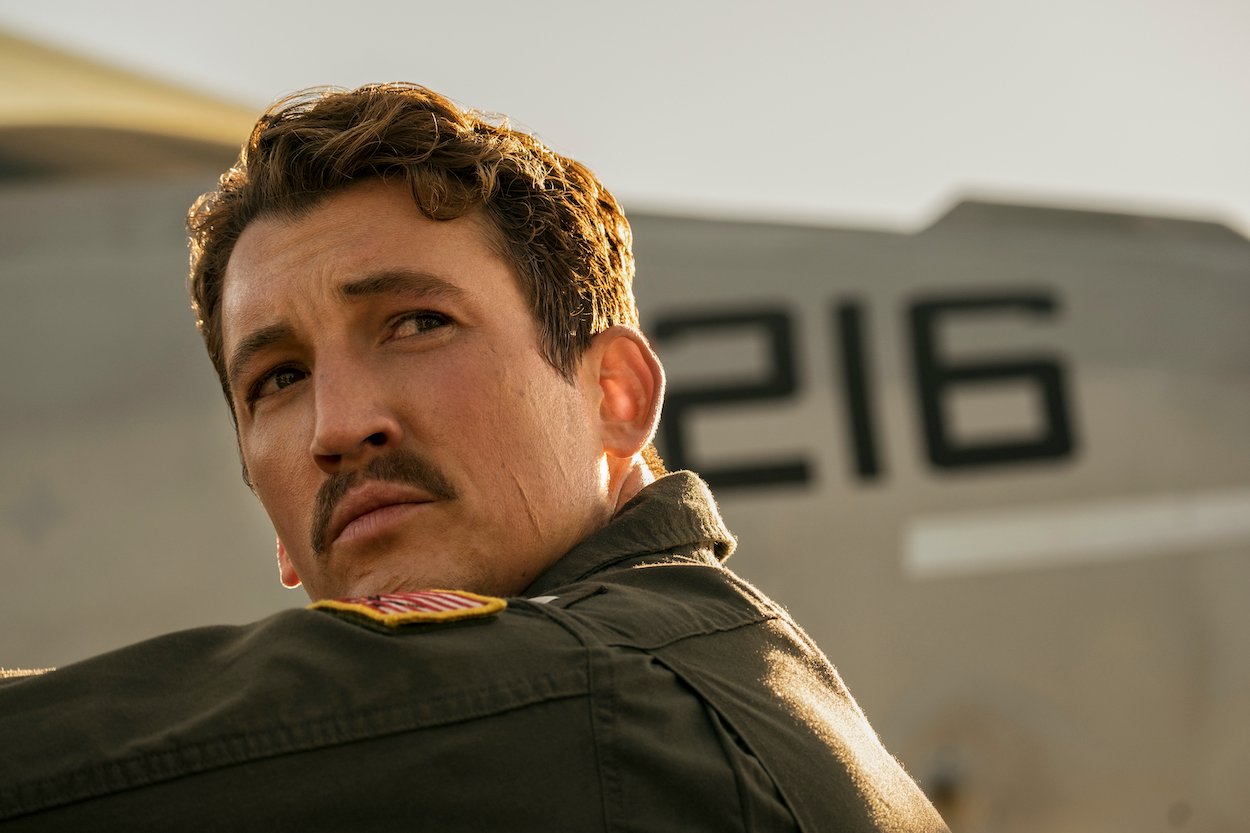 Miles Teller grew his mustache to play Bradley "Rooster" Bradshaw in 'Top Gun: Maverick.'