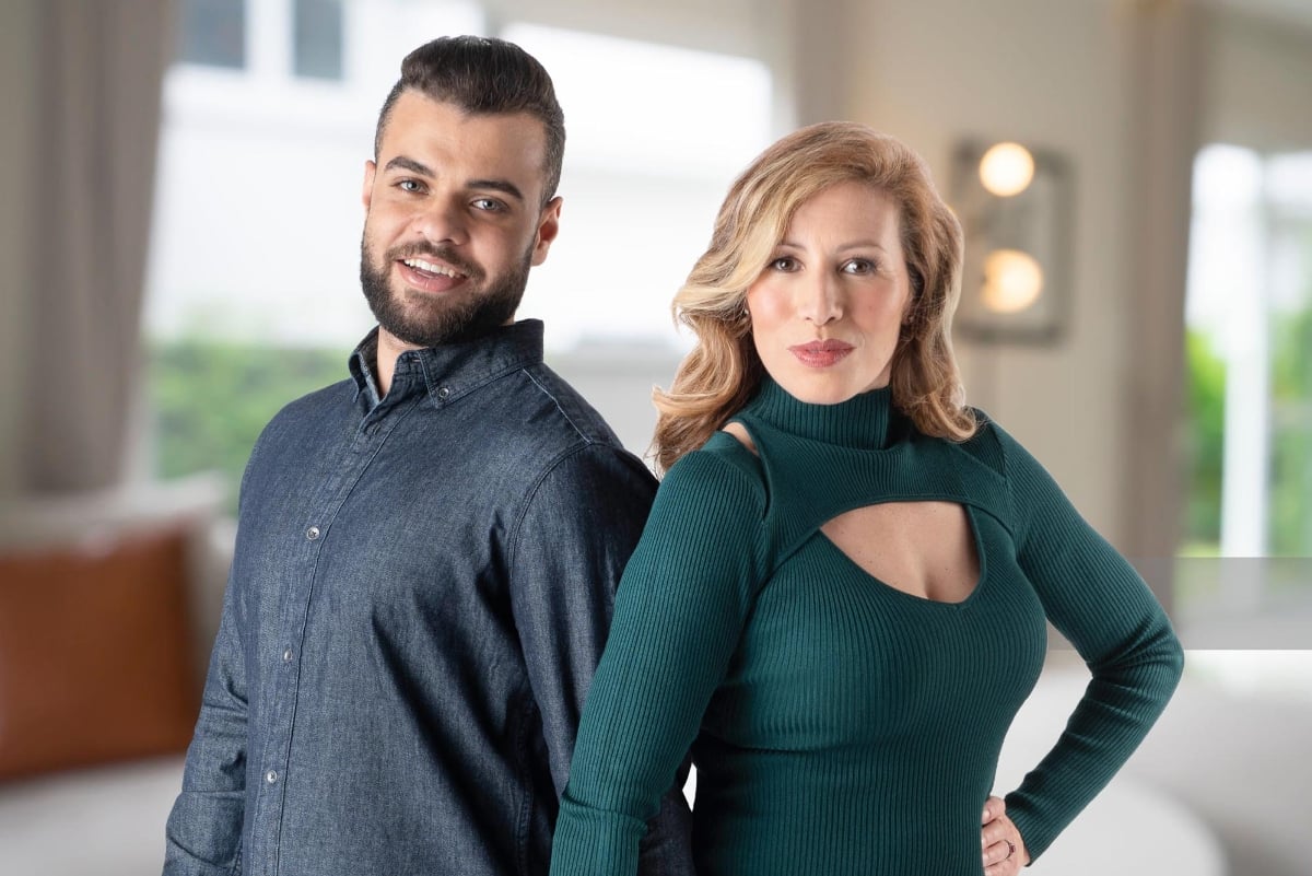 Emily and Kobe pose together in the studio in Salina, Kansas, as seen on 90 Day Fiancé.