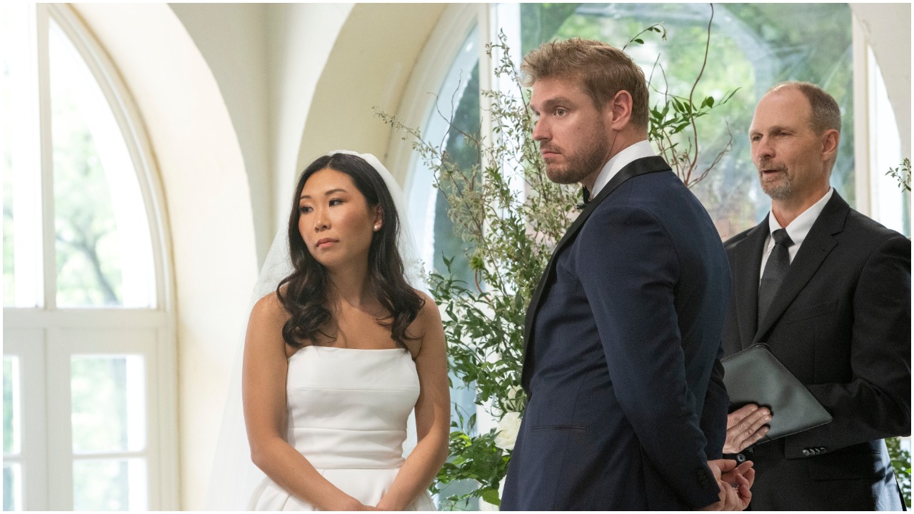 Natalie Lee and Shayne Jansen on their wedding day