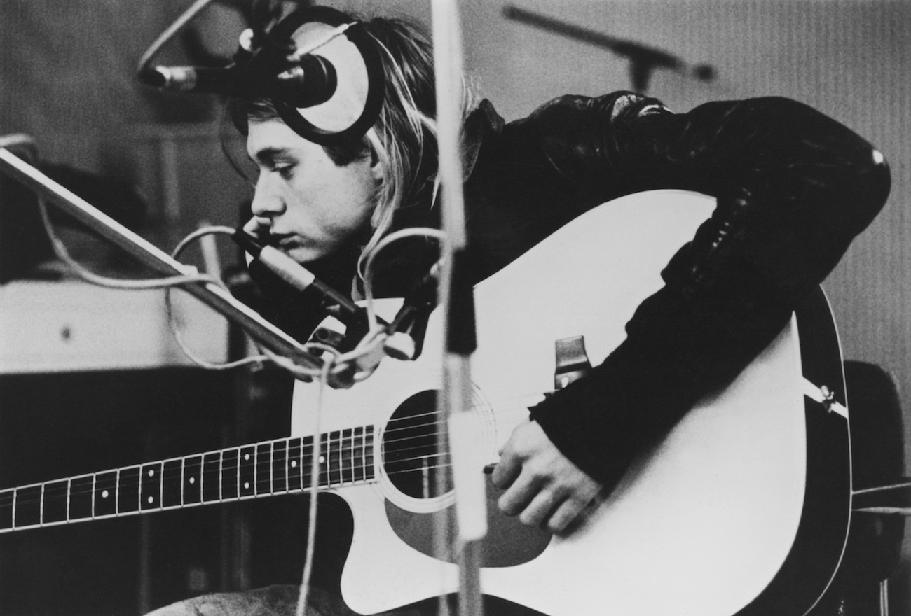 Nirvana frontman, Kurt Cobain, in the recording studio in 1991.