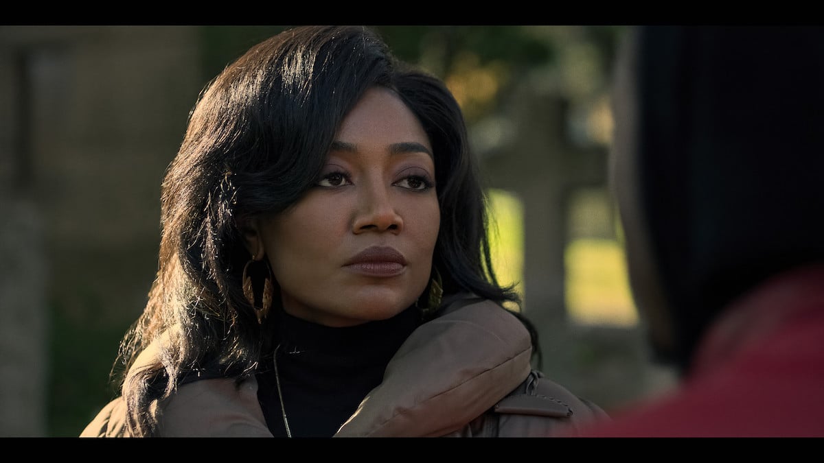 Patina Miller as Raquel Thomas in a brown puffer coat in 'Power Book III: Raising Kanan'