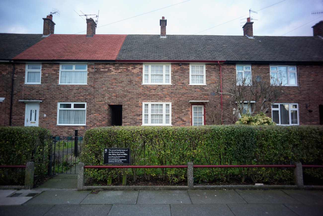 Paul McCartney's childhood home at 20 Forthlin Road in Liverpool, England.