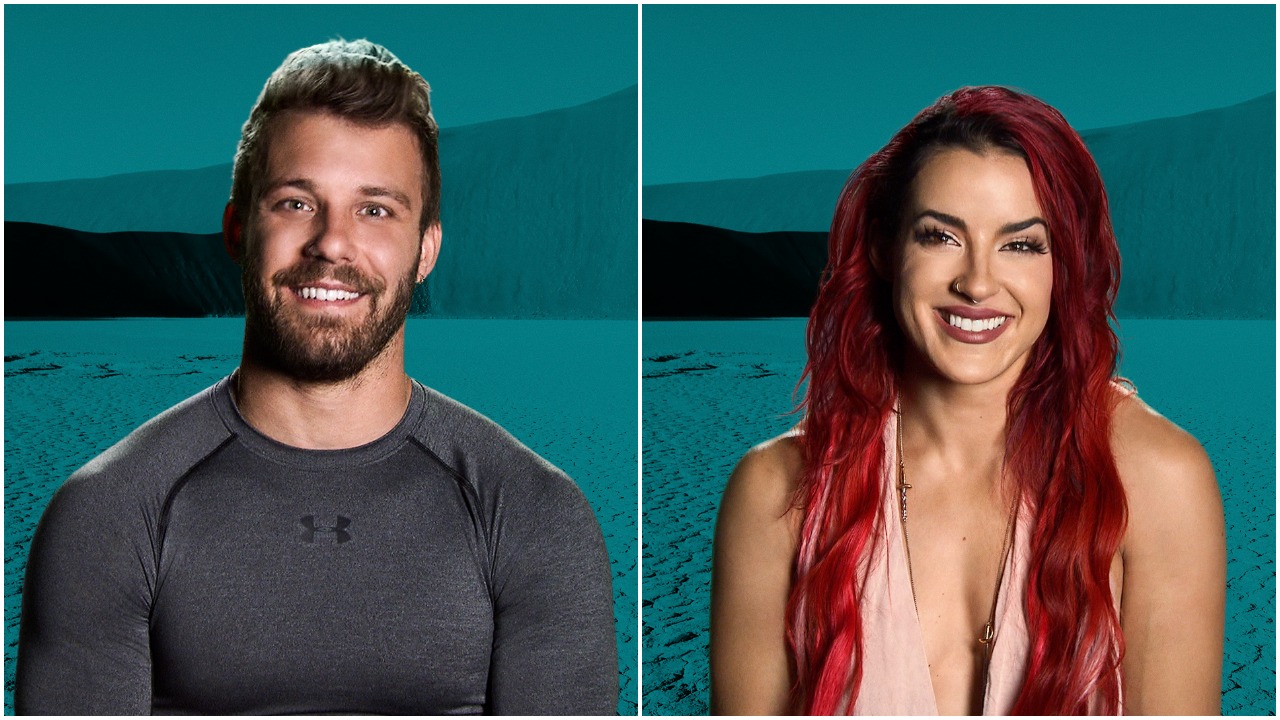 Paulie Calafiore and Cara Maria Sorbello posing for 'War of the Worlds' cast photos