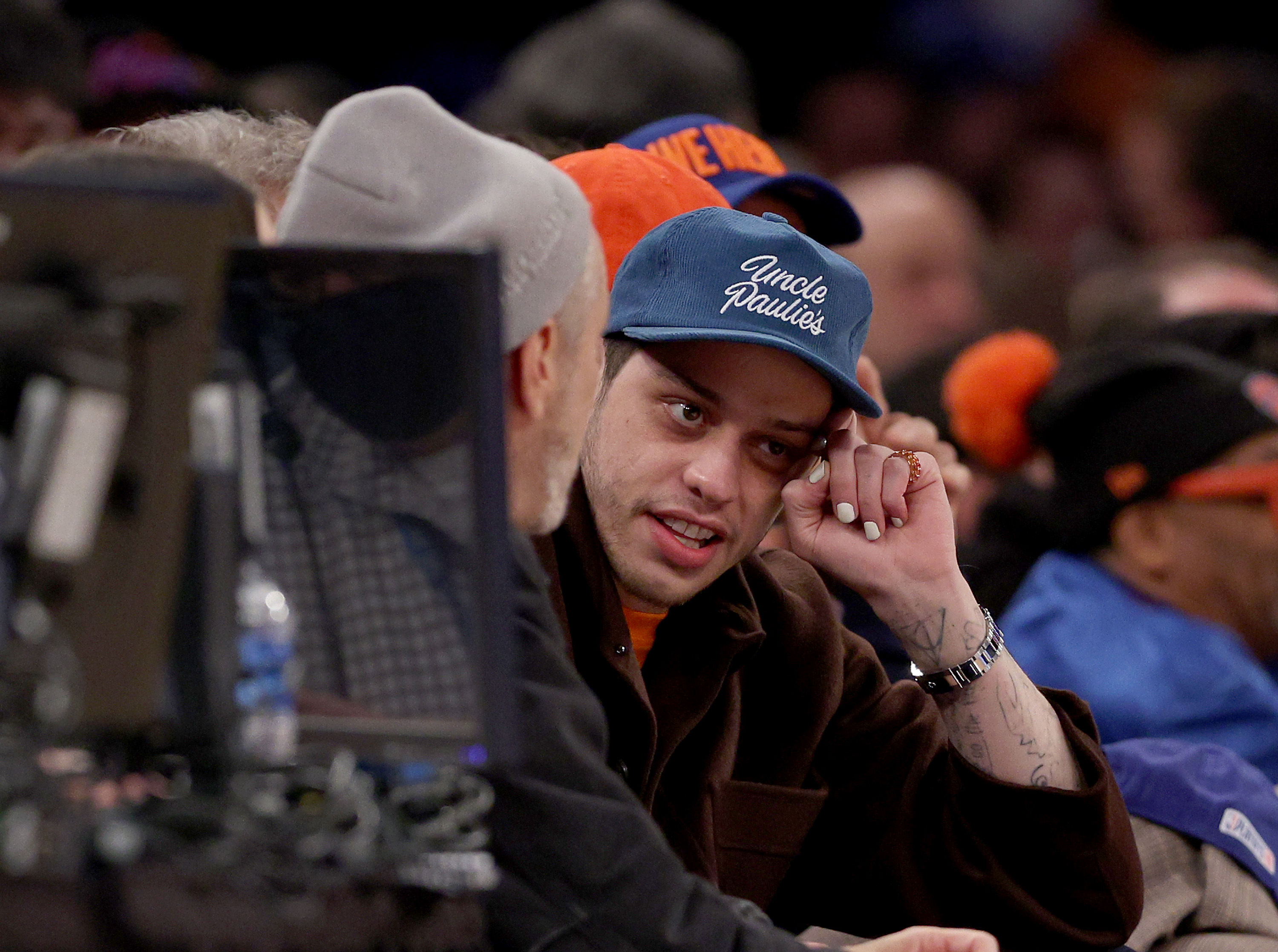 Pete Davidson is spotted at the New York Knicks and the Dallas Mavericks game at Madison Square Garden in January 2022