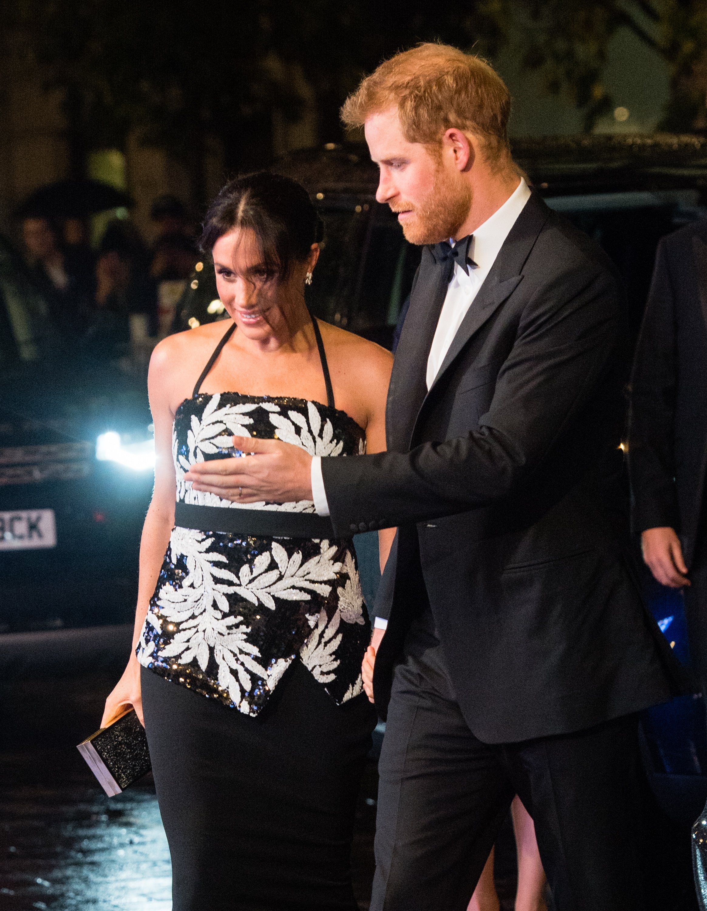Prince Harry and Meghan Markle arriving together at The Royal Variety Performance in 2018