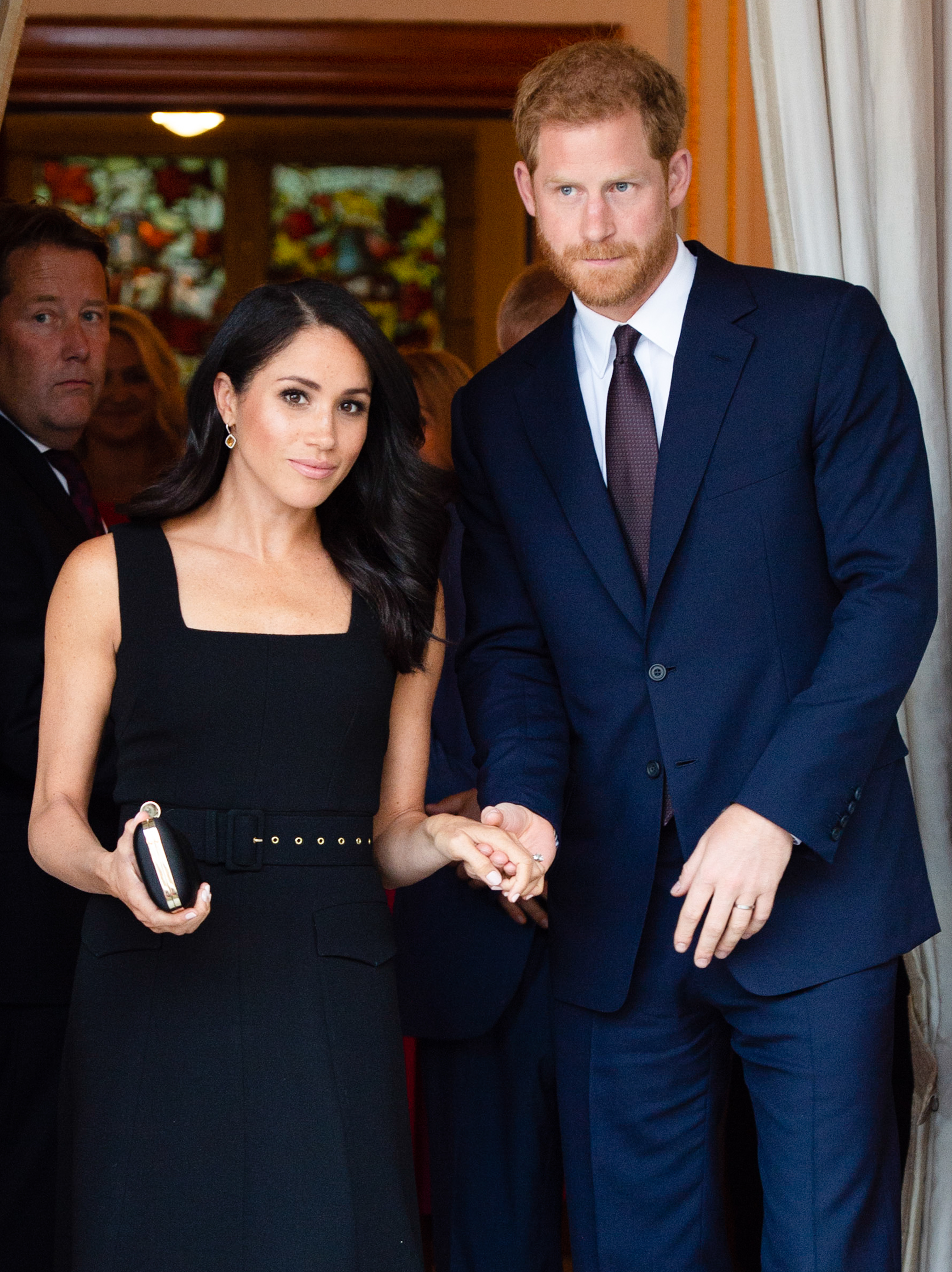 Prince Harry and Meghan Markle photographed attending a formal engagement at the British Ambassador's residence