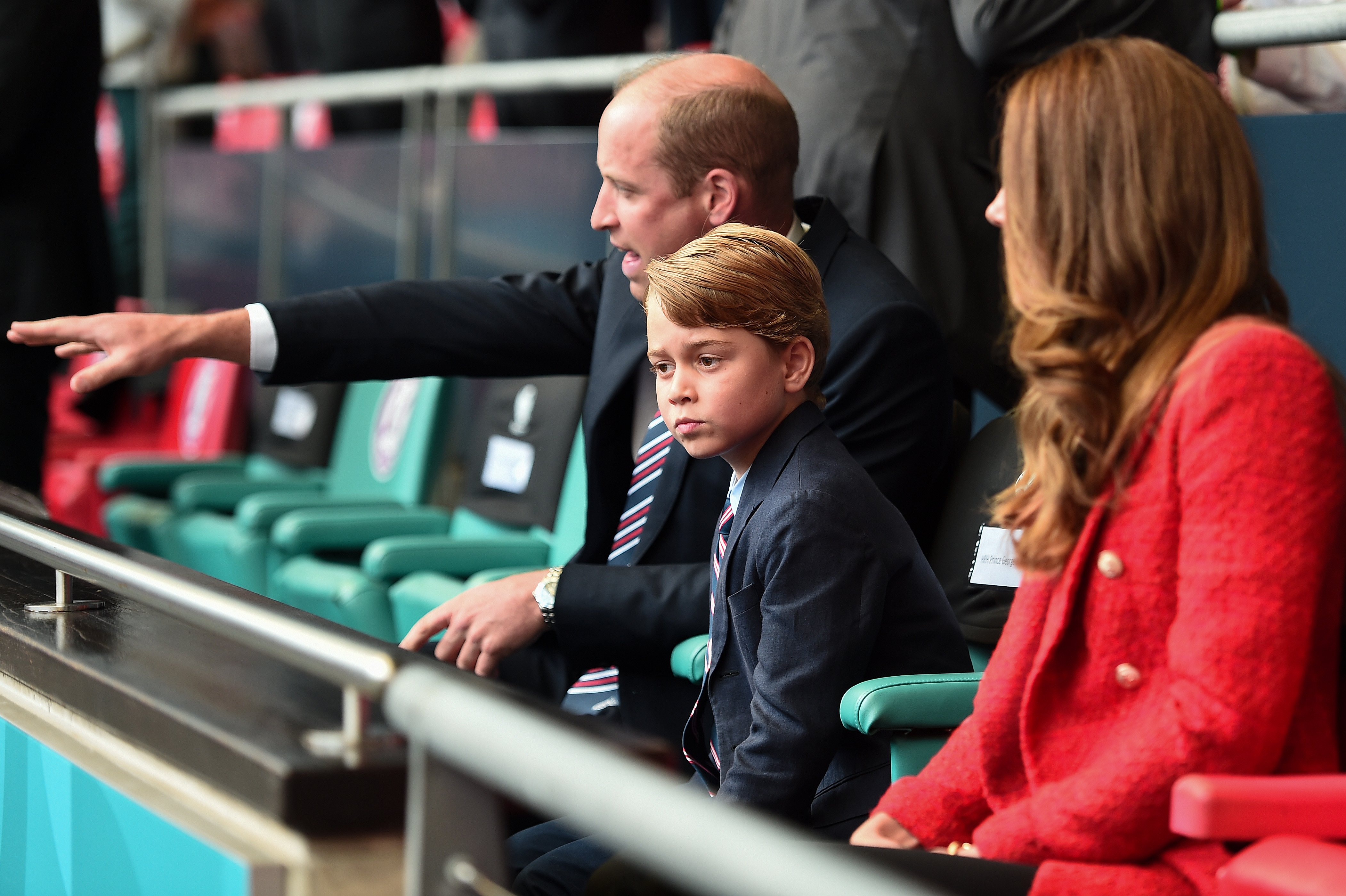 Prince William and Kate Middleton in the stands with Prince George during the UEFA Euro 2020 Championship