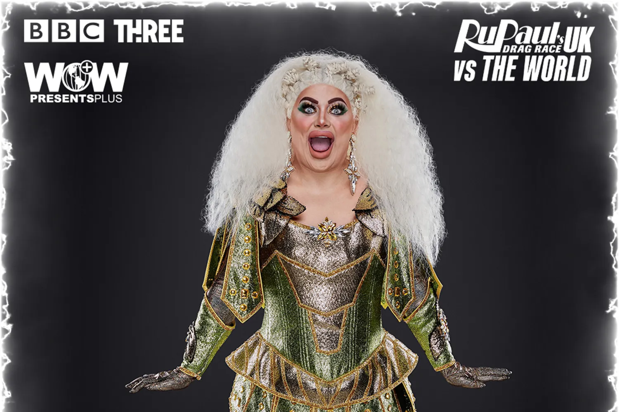 'RuPaul's Drag Race: UK vs the World' Baga Chipz in promo images with hands at her side