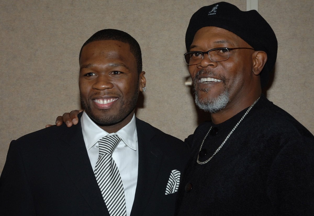 Samuel L. Jackson smiling alongside 50 Cent.