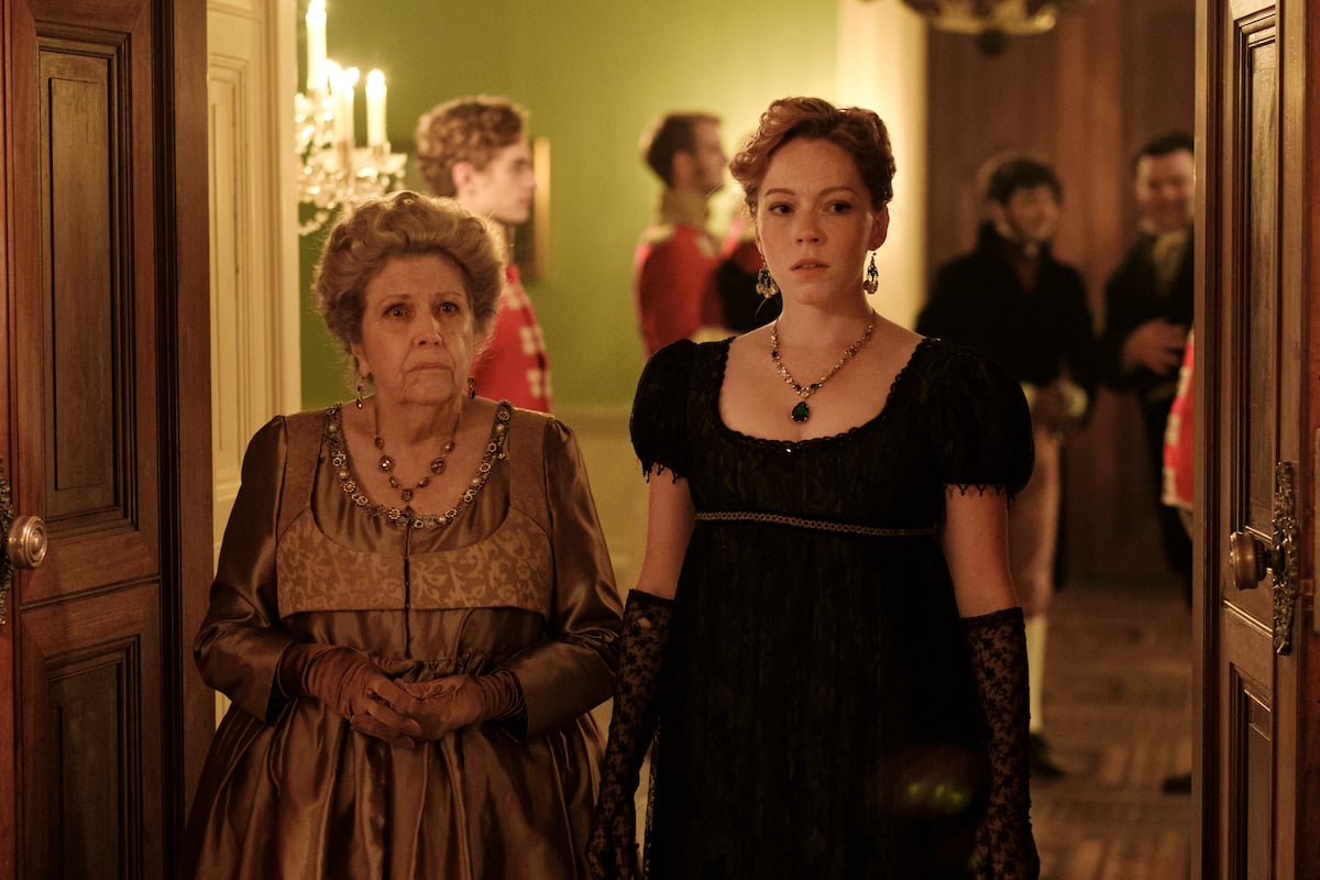 Lady Denham and Clara entering a room in 'Sanditon' Season 2