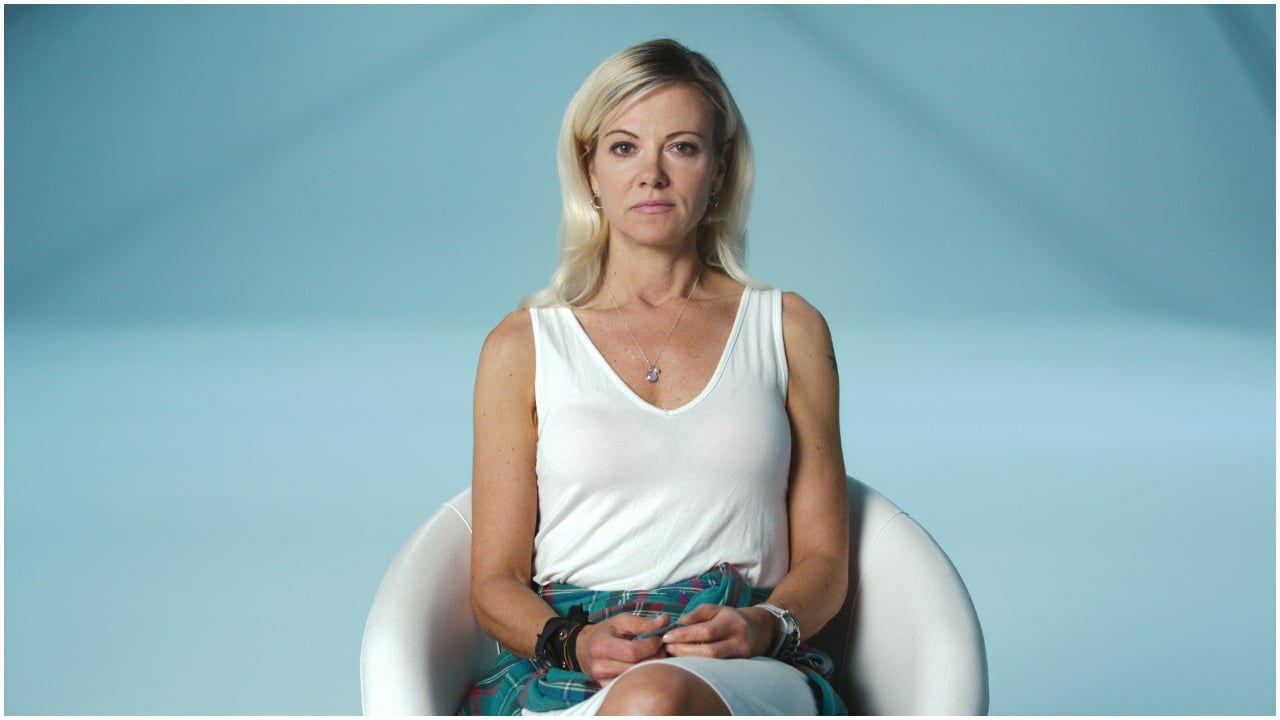 Sarma Melganilis sitting down during 'Bad Vegan' interview