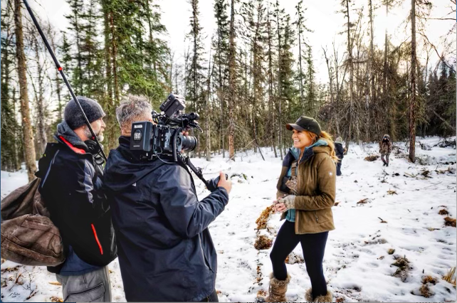 Rhylee Gerber speaks with her camera crew 