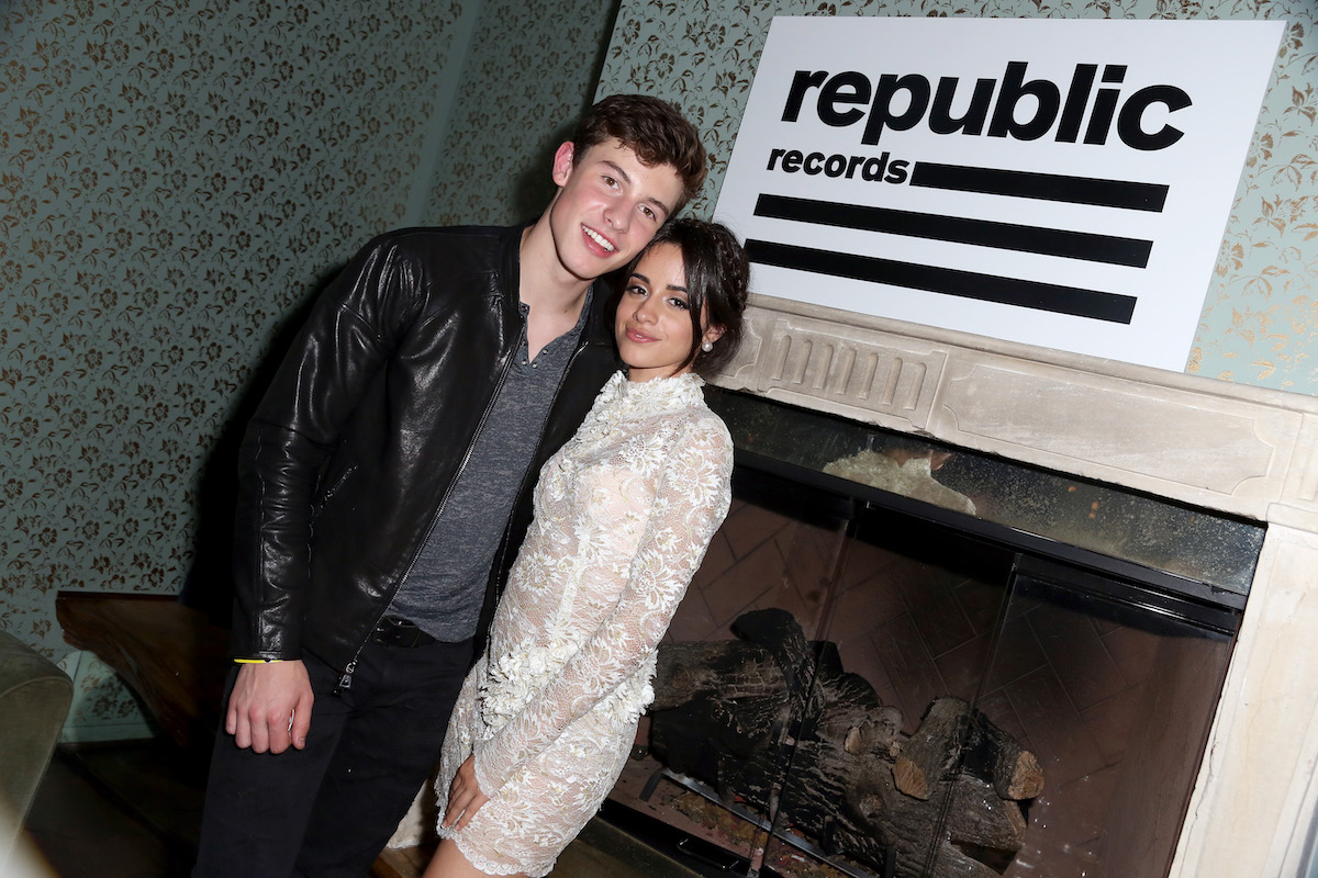 Shawn Mendes and Camila Cabello pose together at an event.
