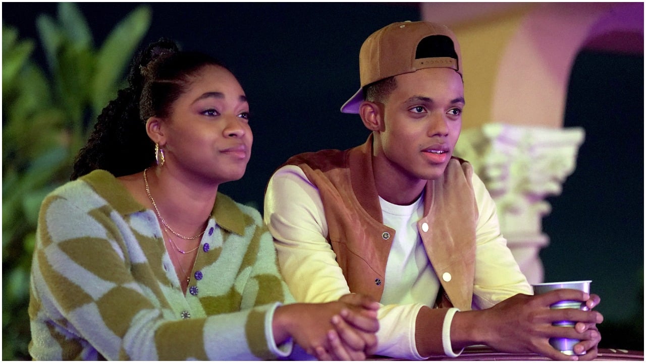 Simone Joy Jones and Jabari Banks, holding a cup, standing next to each other