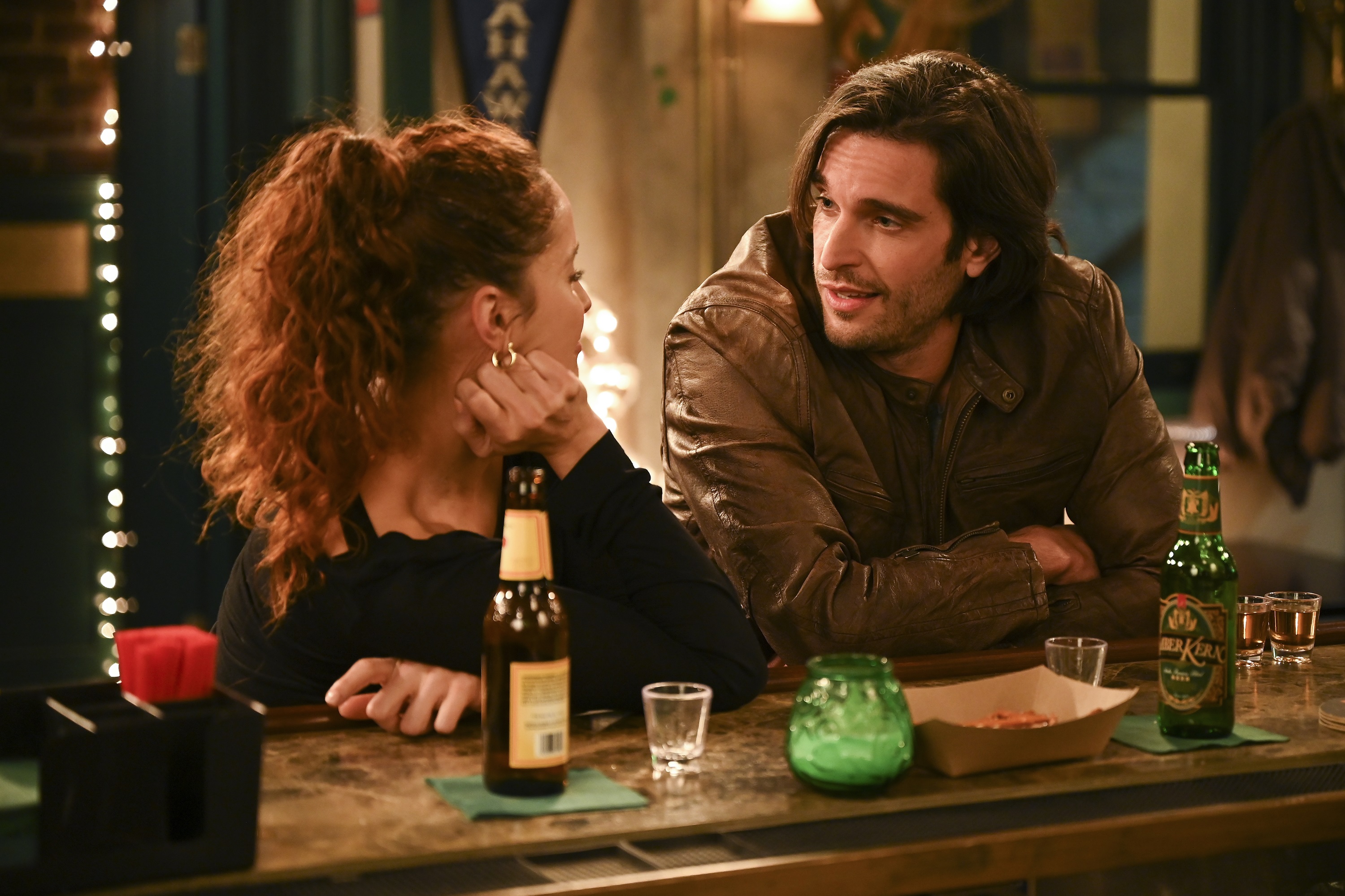 'Station 19' Jaina Lee Ortiz playing Andy Herrera as she talks to a new love interest, played by Daniel Di Tomasso