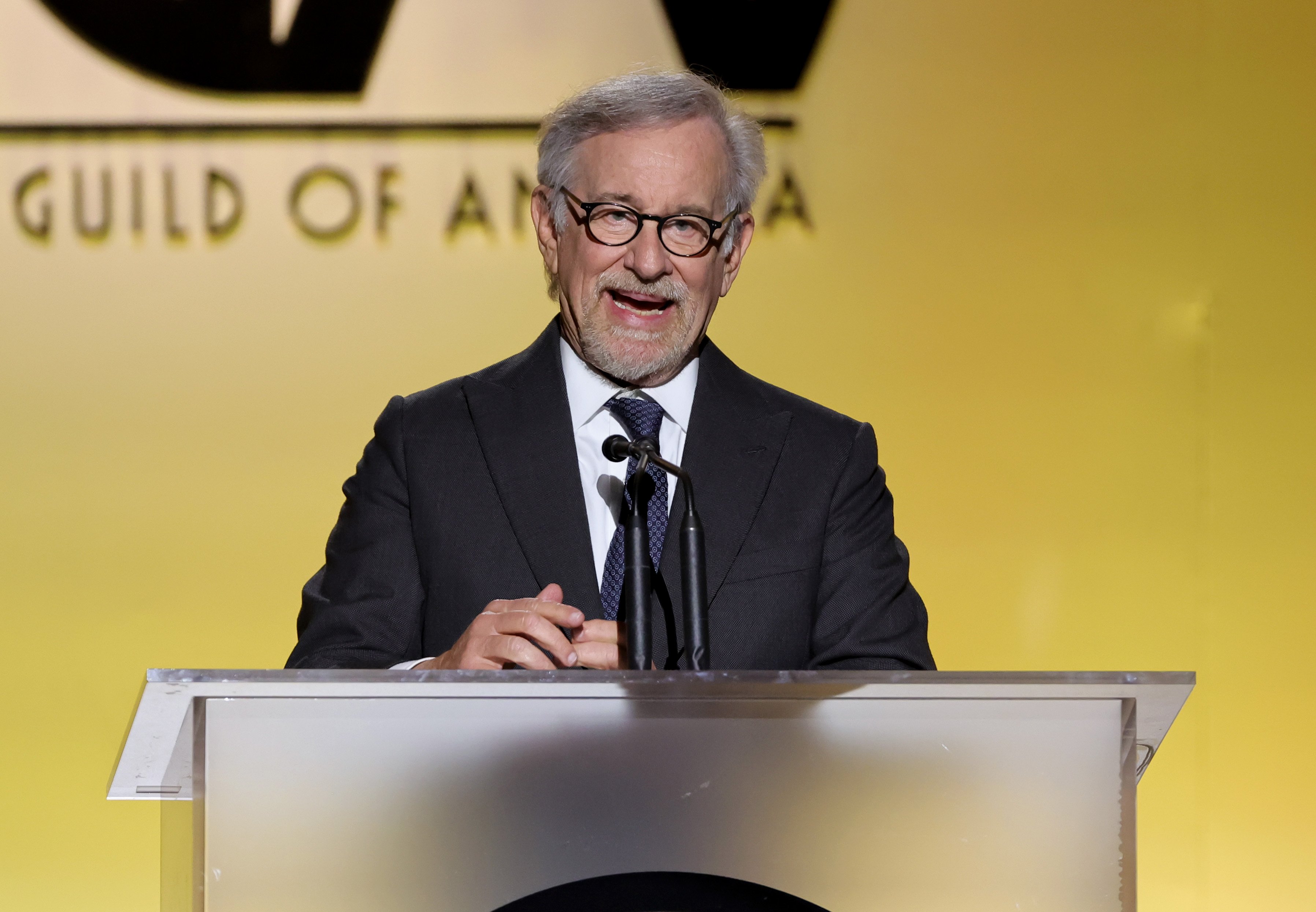 Steven Spielberg from West Side Story speaks at the Producer's Guild of America Awards