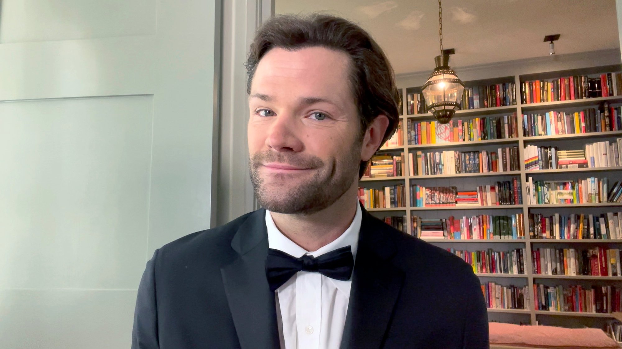 'Supernatural' star Jared Padalecki smiles wearing a tux on Zoom