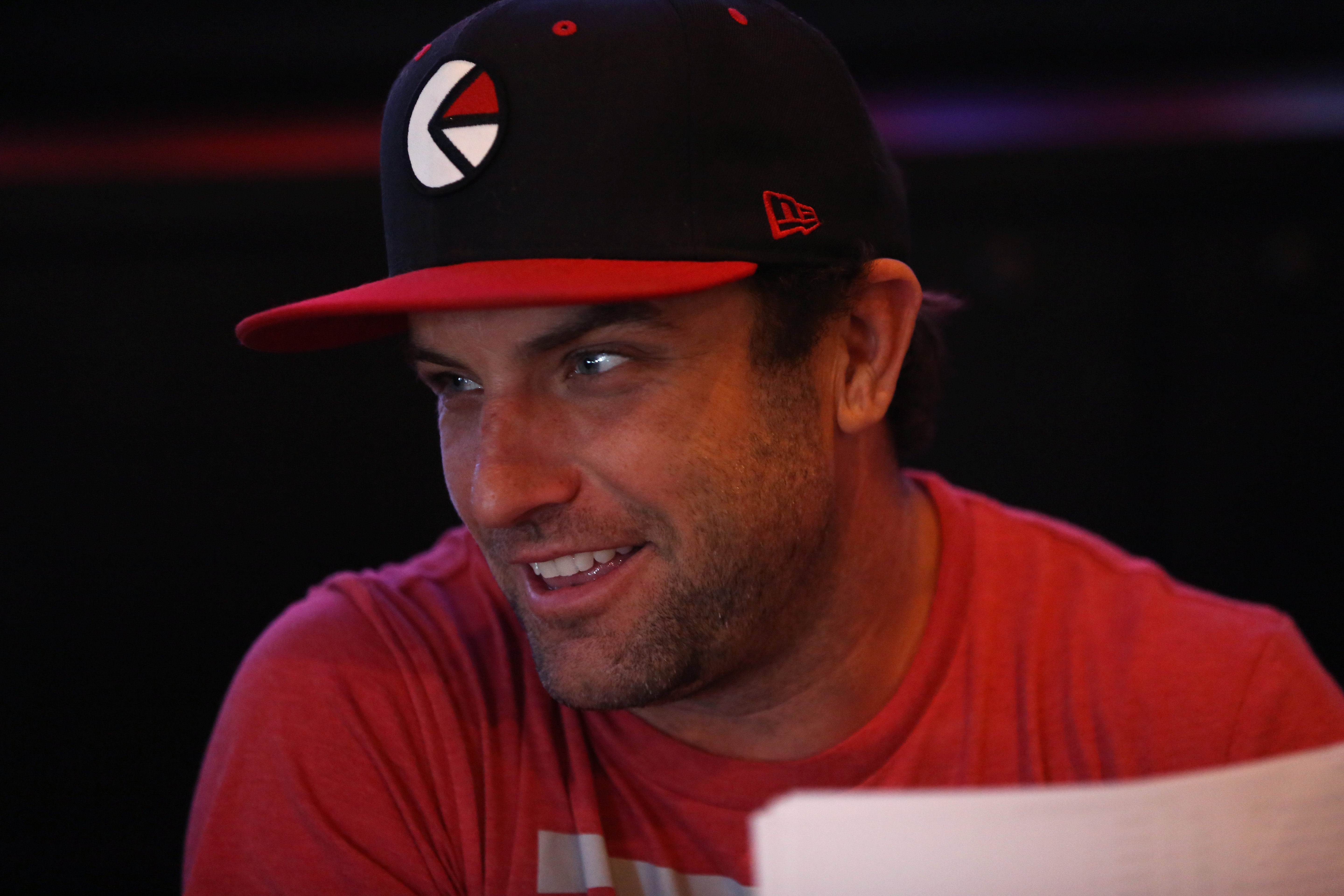 TJ Lavin smiling at the Touchdown for Charity's celebrity fantasy football draft