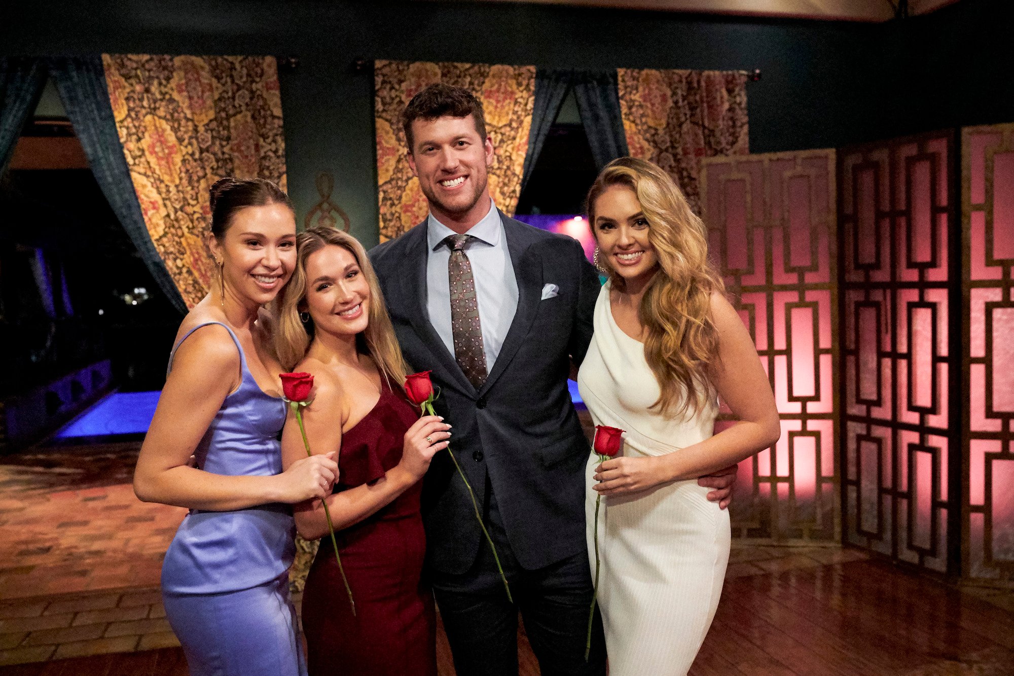 'The Bachelor' star Clayton stand with Gabby, Rachel, and Susie in a BTS photo from this season.