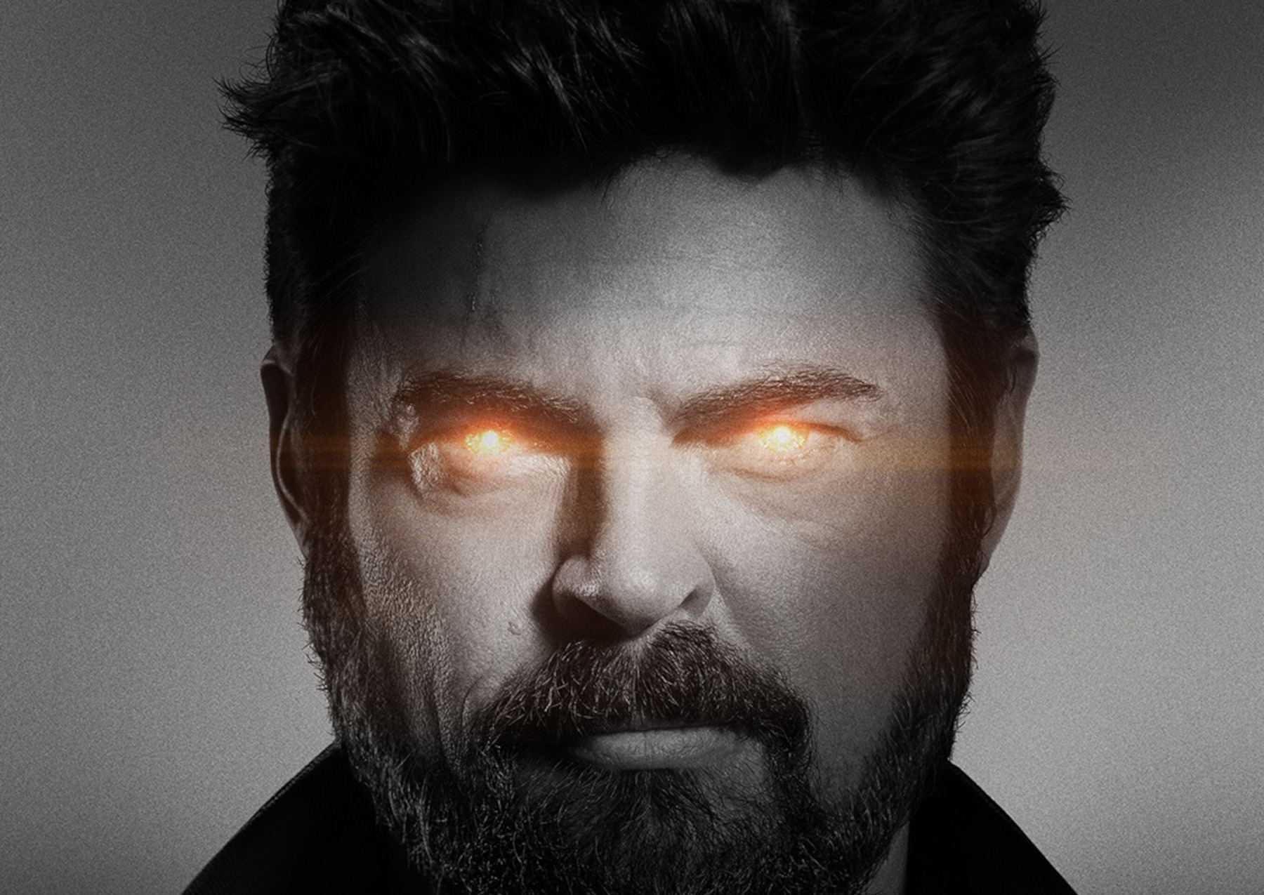 Part of the poster for 'The Boys' Season 3 showing Billy Butcher using laser vision.