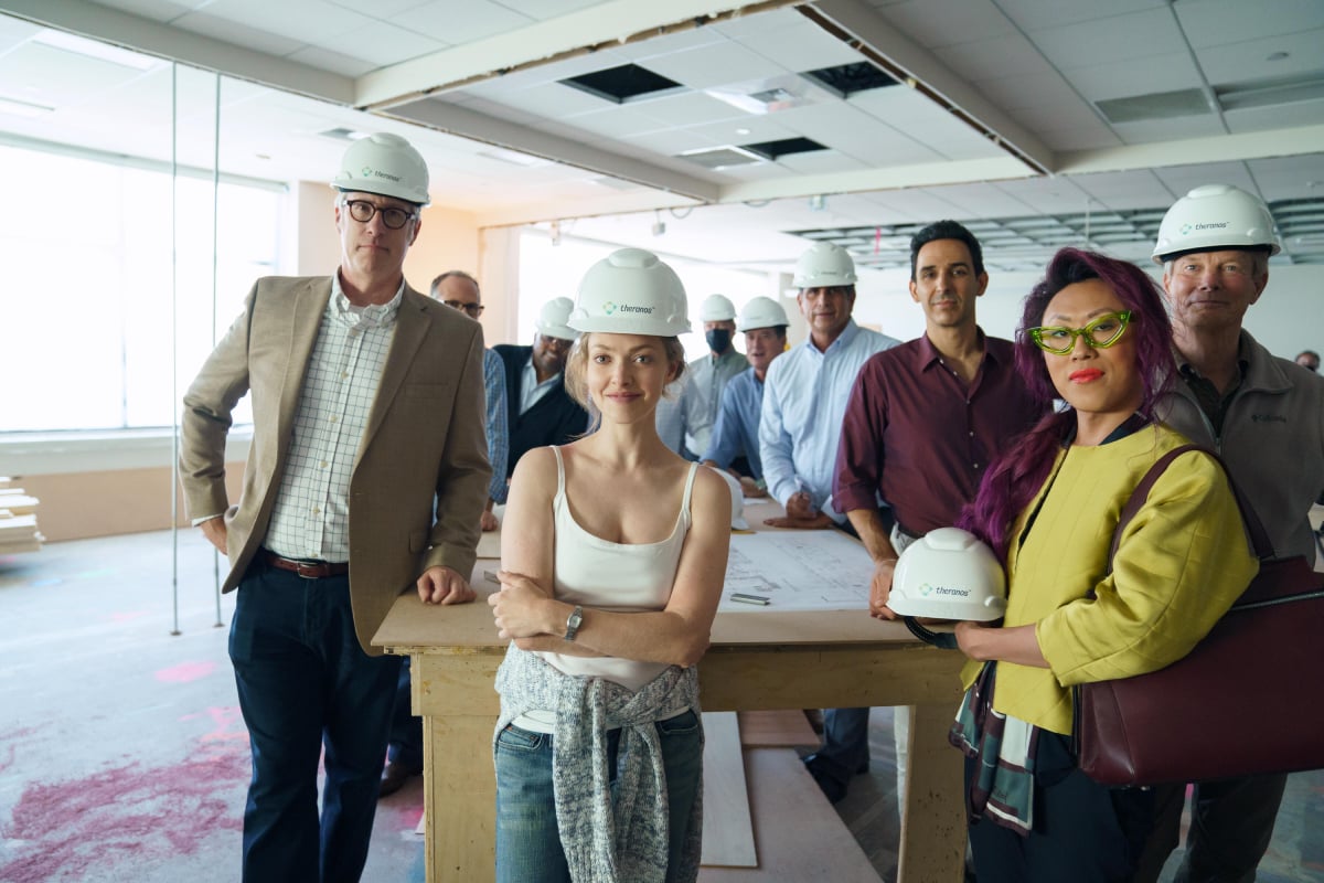 The Dropout Episode 3 Theranos board members, Elizabeth Holmes and Ana Ariola at a construction site for the company's new headquarters.